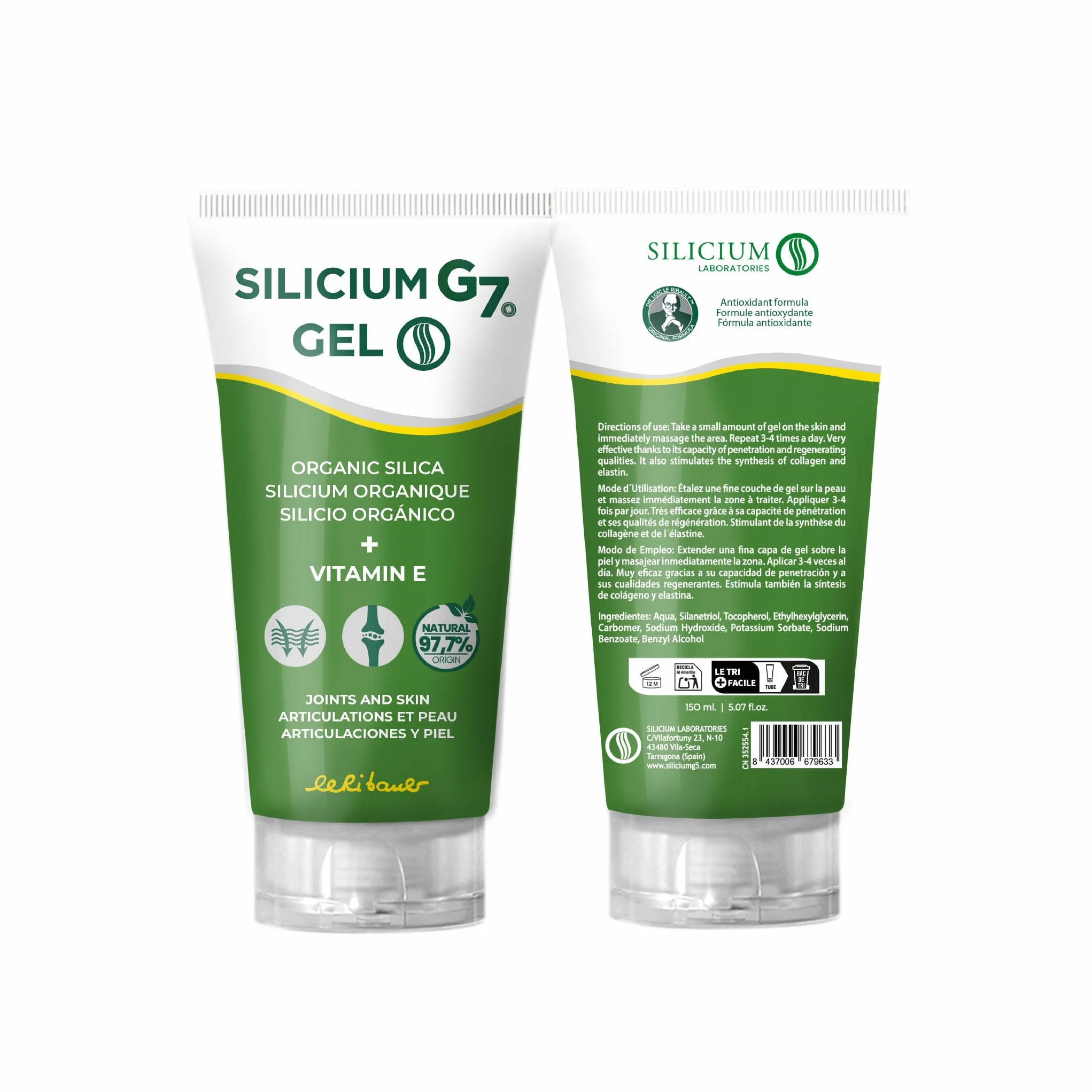 Silicium G7 Gel Corporal con Alta Concentración de Silicio para Articulaciones y Músculos Absorción Rápida Textura Ligera 150 ml