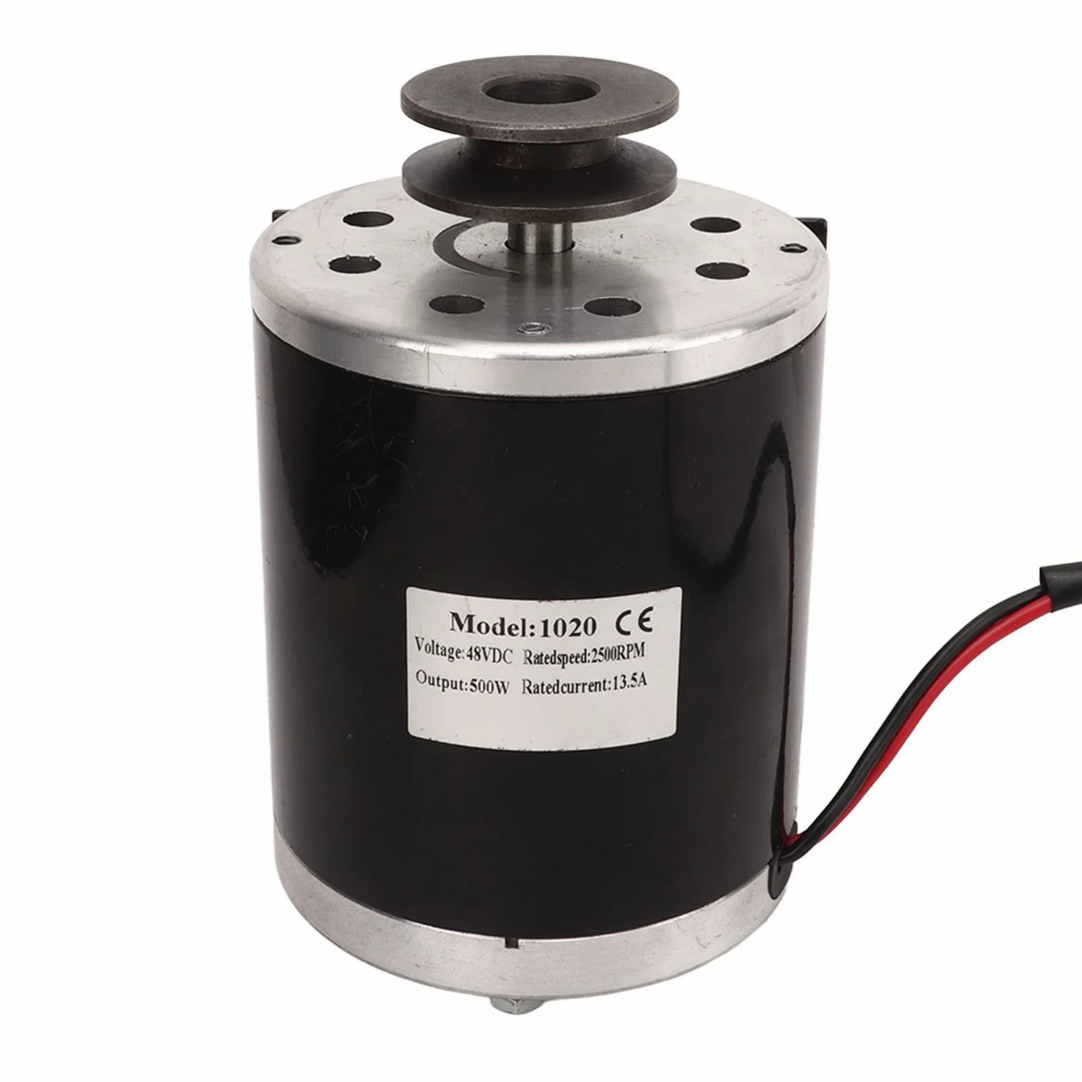Motor de polea eléctrica de 500W y 48V, motor de CC cepillado de aleación de aluminio, diseño de polea de correa de bajo ruido y alta potencia para bicicleta eléctrica, scooter,