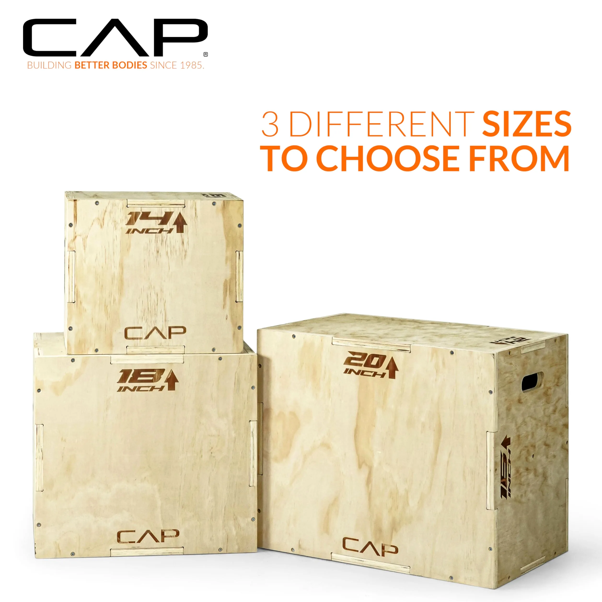 CAP Barbell Caja pliométrica de madera 3 en 1 de 20 x 18 x 16 pulgadas