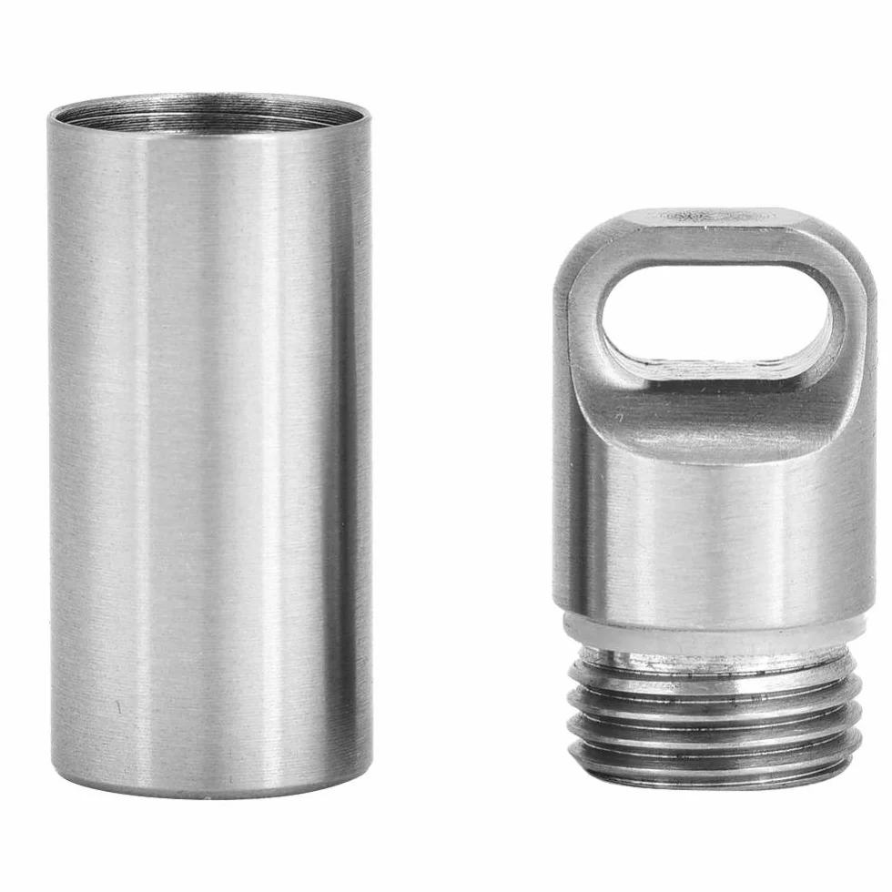 Botella de Medicina,Pastilleros de Bolsillo Botella de Píldora de Cam de Acero Inoxidable Impermeable Contenedor de Caja de Pastilleros de Viaje para Acampar Supervivencia al Aire (S)