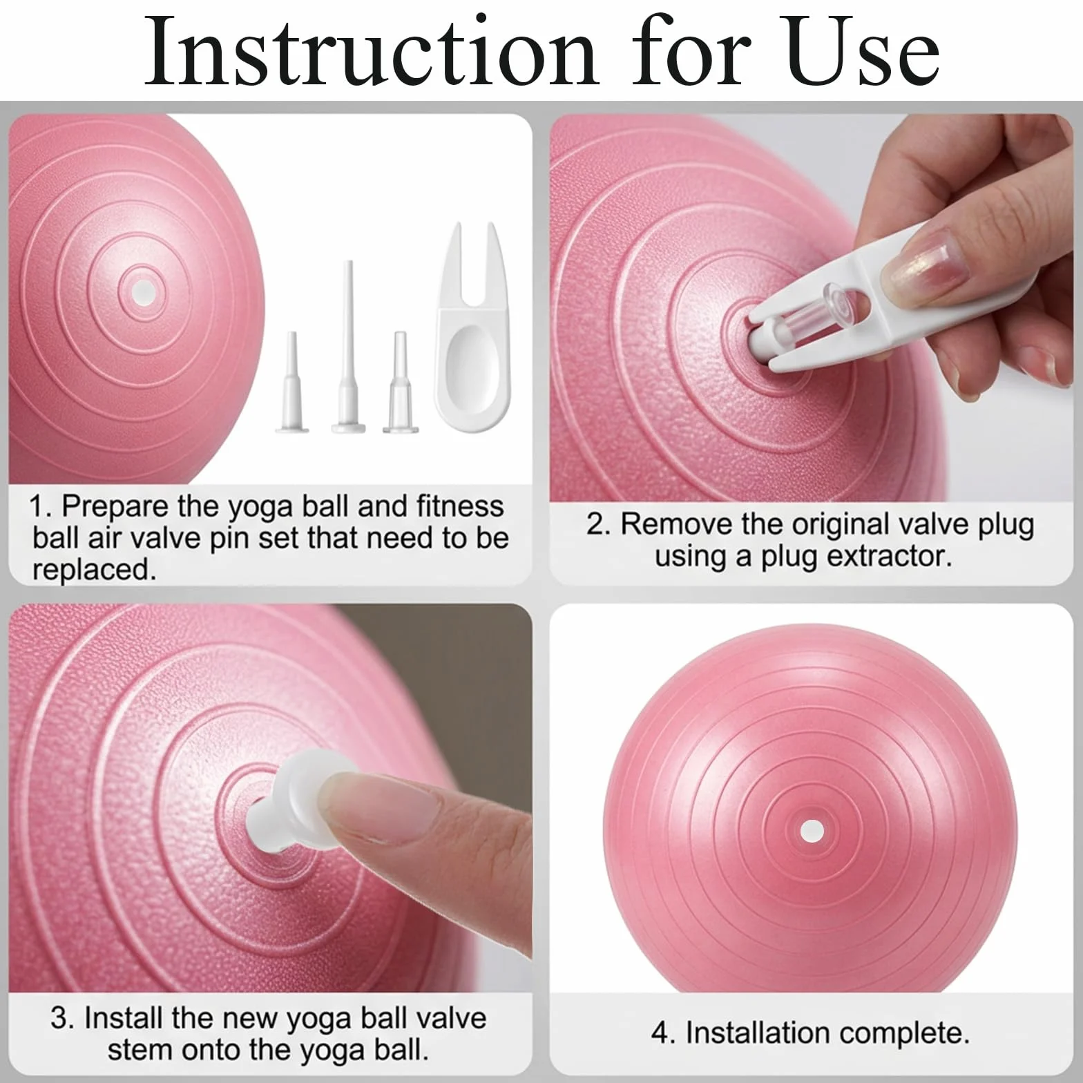 Tapones de bola de yoga, 20 tapones de aire con 2 herramientas de extracción, kit de repuesto de tapón de bola de ejercicio, bola de ejercicio, tapón de aire para pelotas de pilates, pelotas