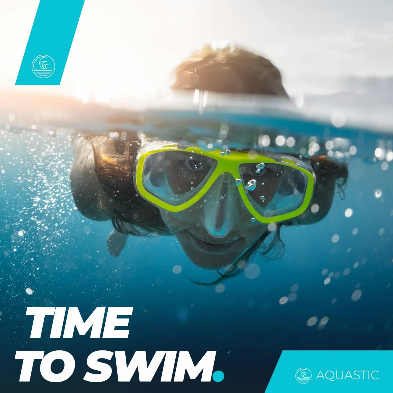 AQUASTIC Jetty 2 en 1 Máscara de Snorkel y Silbato Juego de esnórquel para Adultos con Cristal Templado Delantal y Boquilla de Silicona hipoalergénica para mar y Vacaciones, Comodidad Impermeable