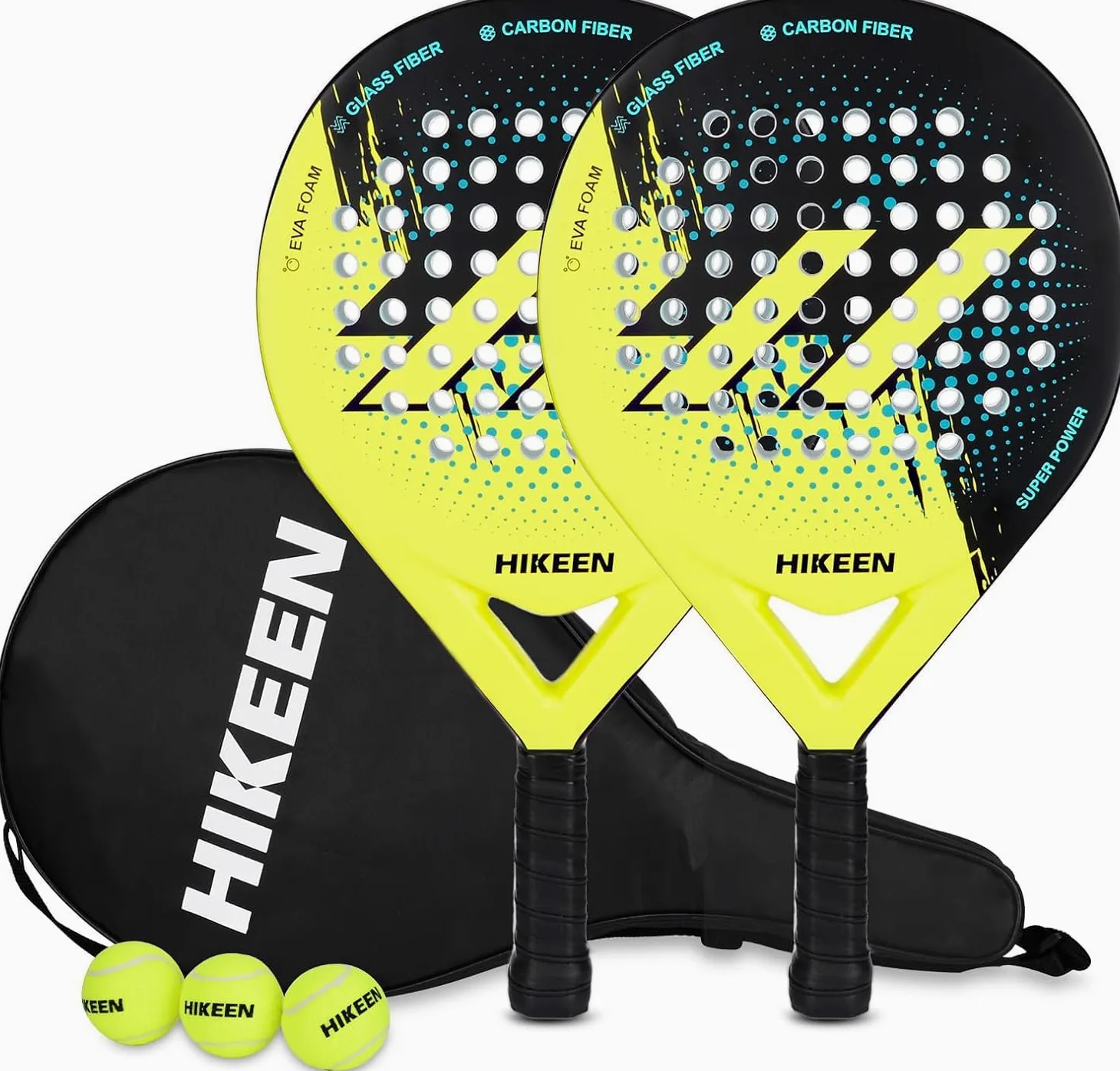 BOOSTEADY Set de Padel Raqueta con 3 Pelotas：Palas Padel para Entrenamiento Principiantes y Profesionales Raqueta Padel con Amortiguación- Fibra de Carbono y Foam EVA - Incluye Bolsa