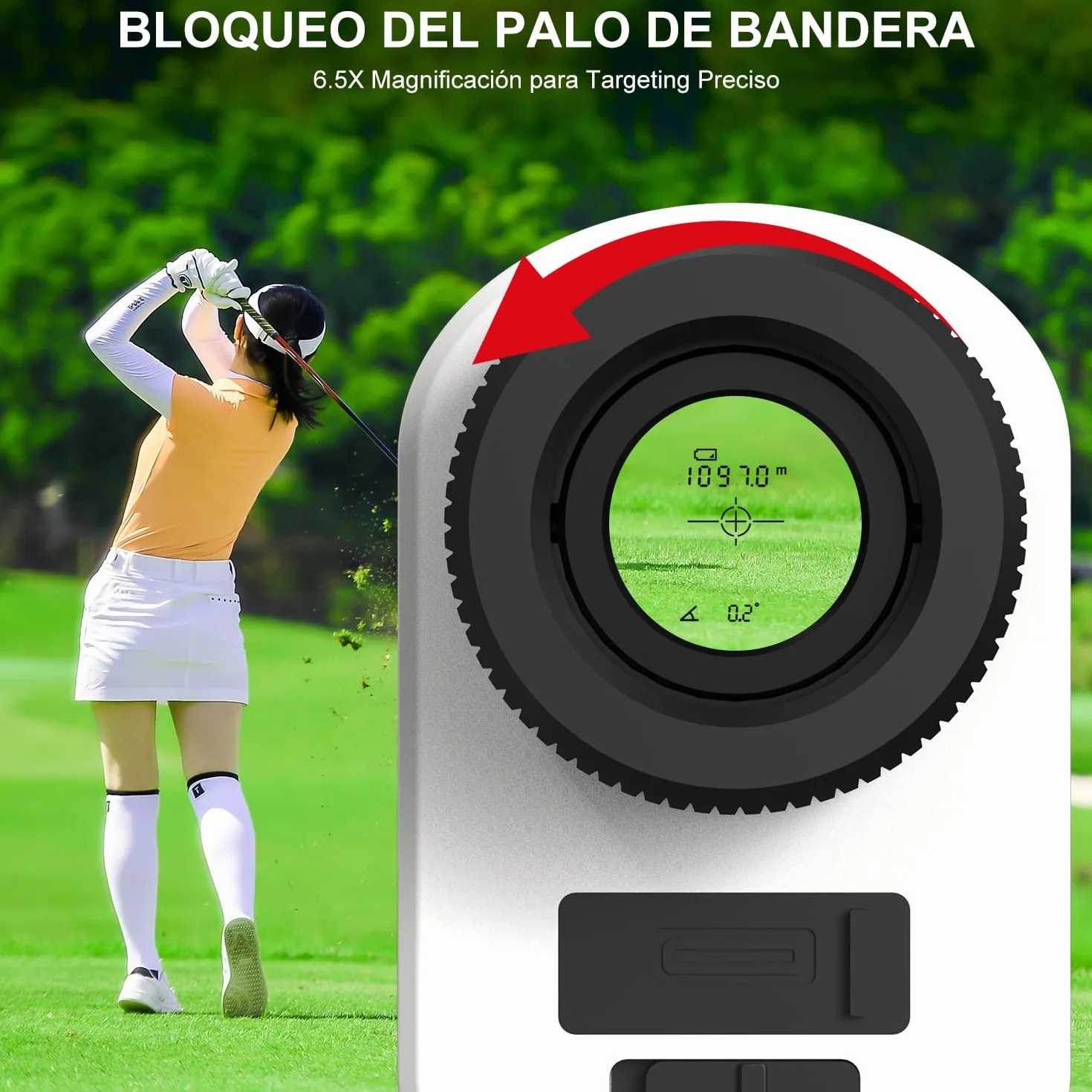 HANMATEK GR1200 Telémetro Láser de Golf 1097m 1200Y Precisión ±1.0m Magnificación 6.5X Compensación de Pendiente