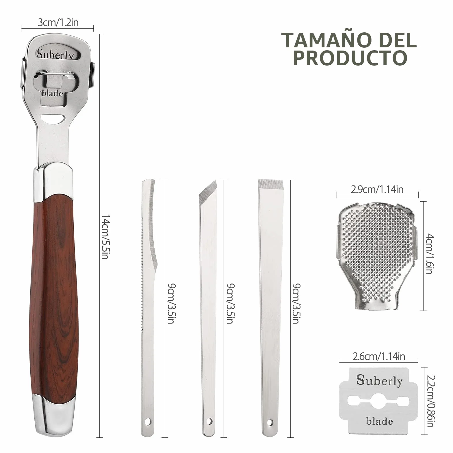 Eliminador Callos y Callosidades, Lima de Acero Inoxidable con 10 Cuchillas para Pedicura