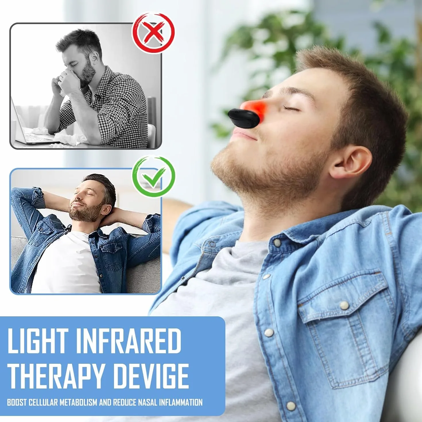 Byffoer Dispositivo de Terapia de Luz Roja para Nariz, Infrarrojos, Rinitis