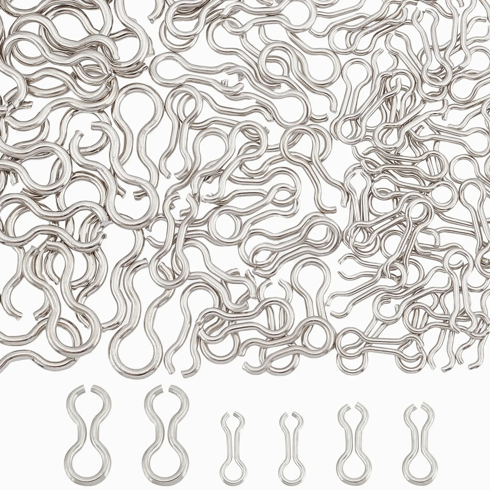 SUPERFINDINGS 240pcs 3 tamaños Pesca Sinker Eyes Eyelets DIY Señuelos Pesca Ojal Acero Inoxidable 8 Shape Loops Ojales Clip Giratorio para Pesos Plomo Moldes Aparejos Accesorios