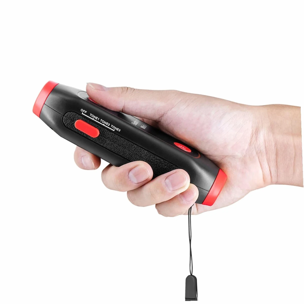 Cabilock Silbato Electrónico de Árbitro con Sos y Linterna, de Mano, con Cordón, 3 Tonos y 3 Niveles, Adecuado para Entrenadores
