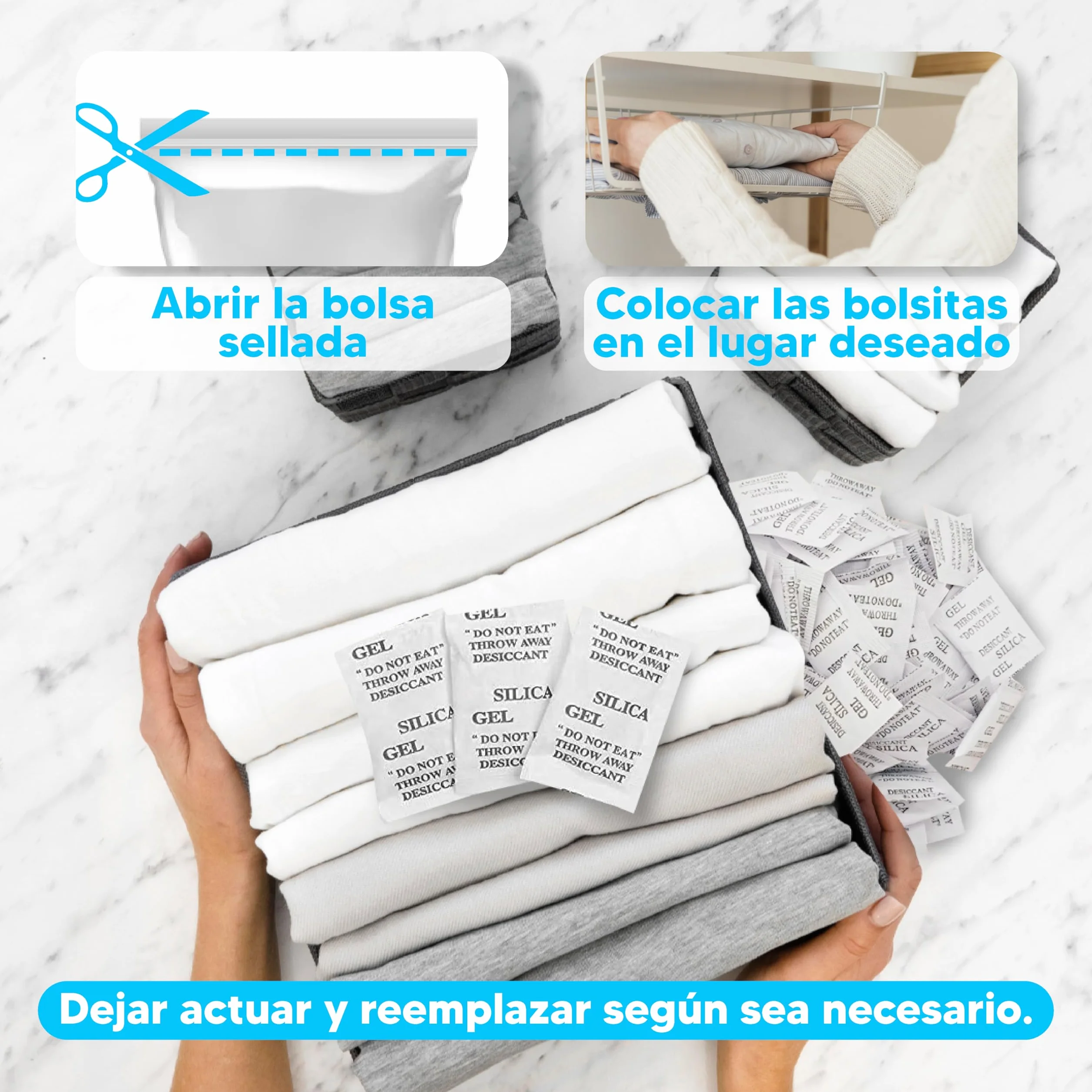 AURETS 150 Bolsas de Gel Antihumedad Sílica Gel para Armarios Zapatos Electrónica