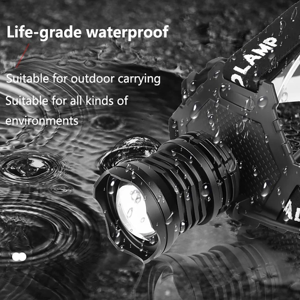 MyrRhe Linterna Frontal 18650 Recargable por USB: Linterna Frontal LED con Zoom de Alta Potencia para Aventuras al Aire Libre