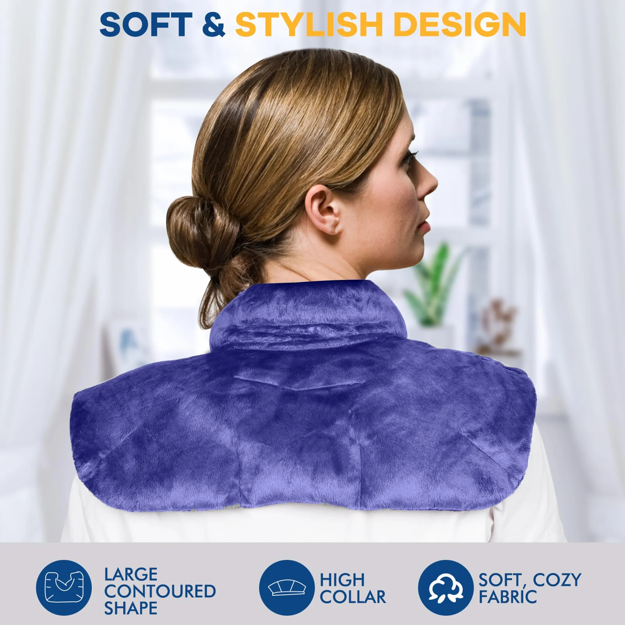 Almohada Térmica de Semillas Naturales para Cuello y Hombros, Almohadilla Caliente y Frío para Microondas, Aromaterapia con Lavanda y Manzanilla, Azul