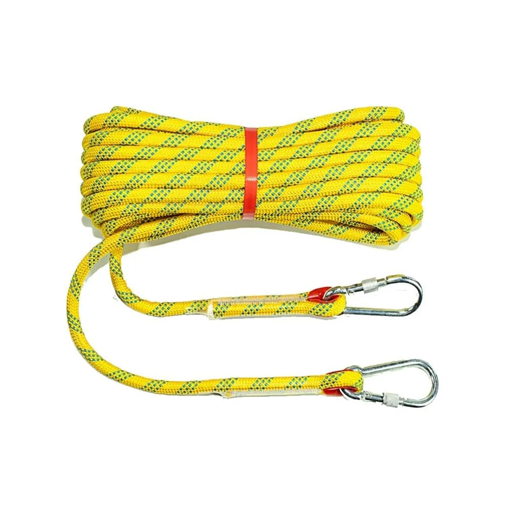 Cuerda De Escalada 10m Al Aire Libre Seguridad Escape con 2 Mosquetones para Fuego Alpinismo Camping