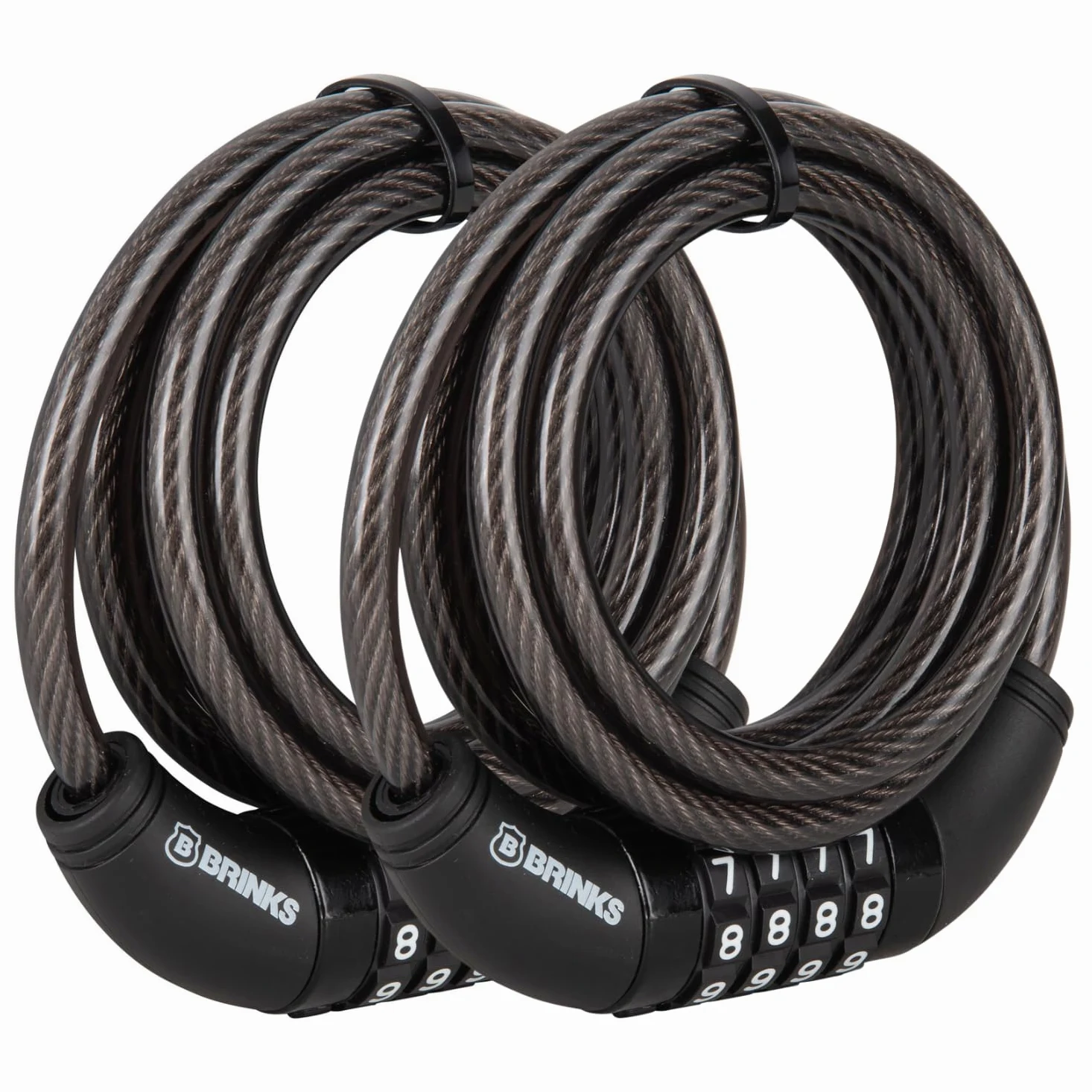 BRINKS Cable de bloqueo de bicicleta para exteriores de 6 pies con combinación de 4 esferas reiniciables, acero flexible autoenrollable, envoltura protectora de vinilo, seguro y duradero, 5/16