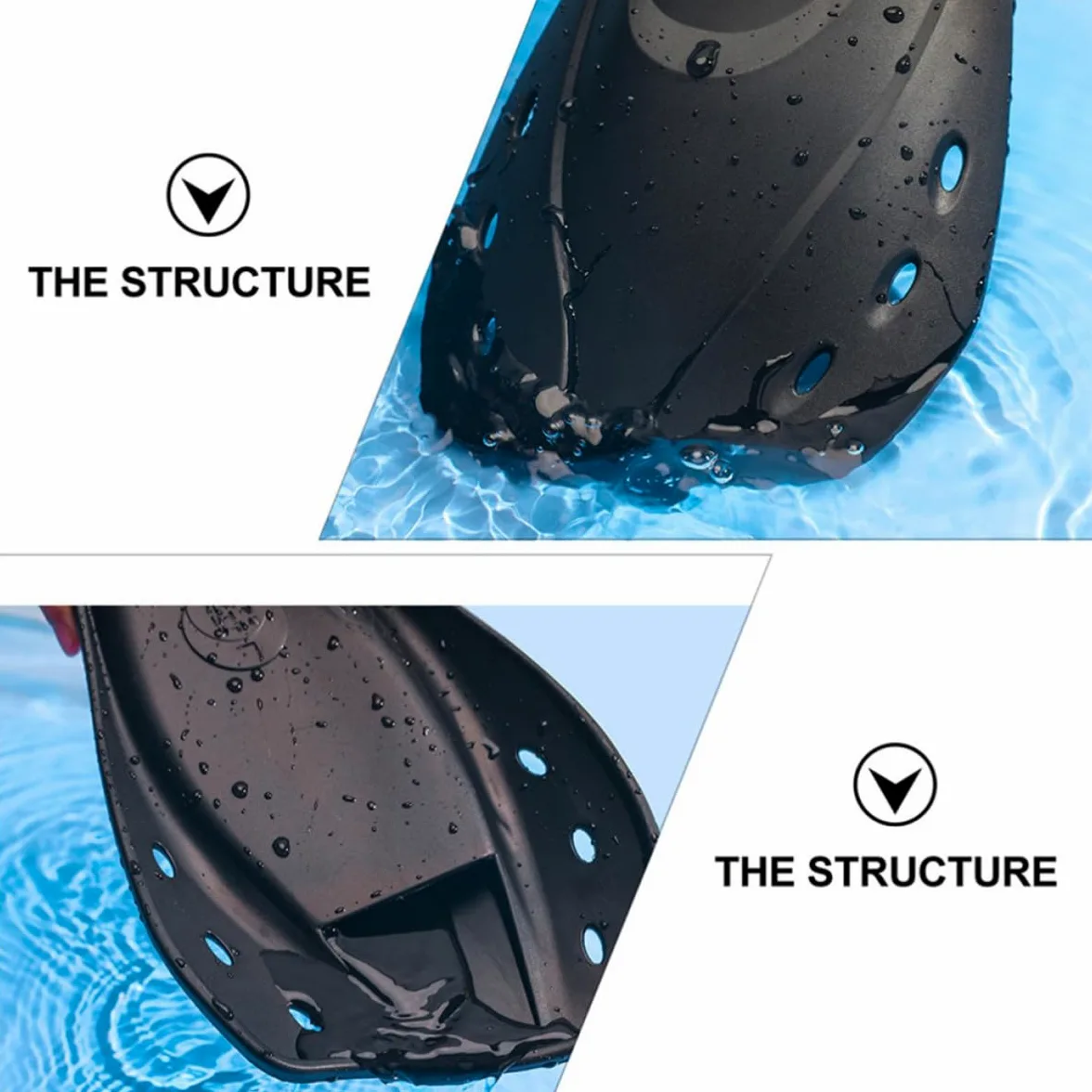 Aletas Cortas Ajustables de Natación para Buceo, Negro L | Material Flexible, Diseño Ligero, Uso en Mar y Piscina, para Adultos Hombres y Mujeres
