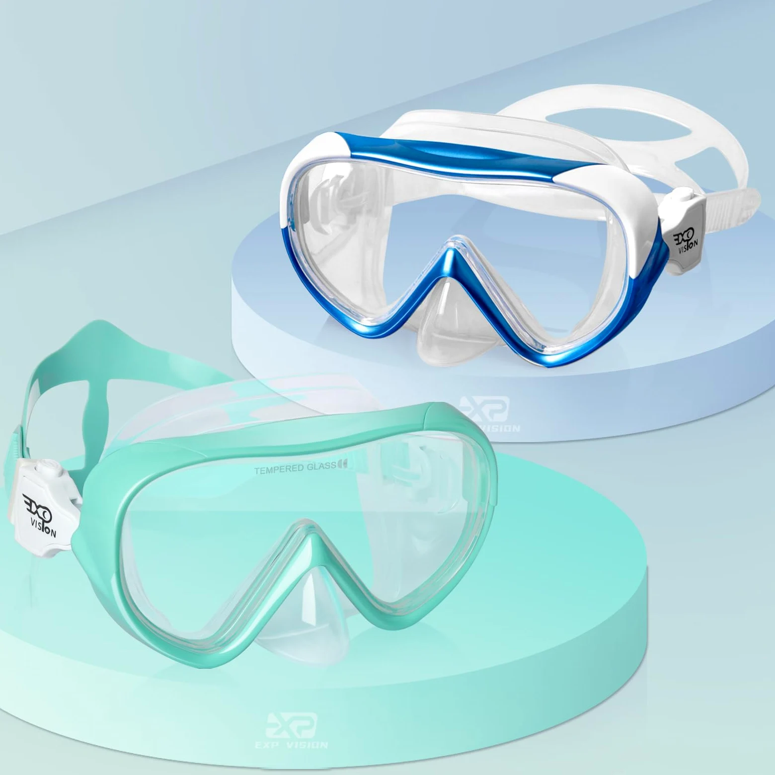 Gafas de buceo para niños, máscara de buceo panorámica de 180°, máscara de buceo de vidrio templado, máscara de natación para niños, máscara de buceo de silicona, máscara de natación, incluye