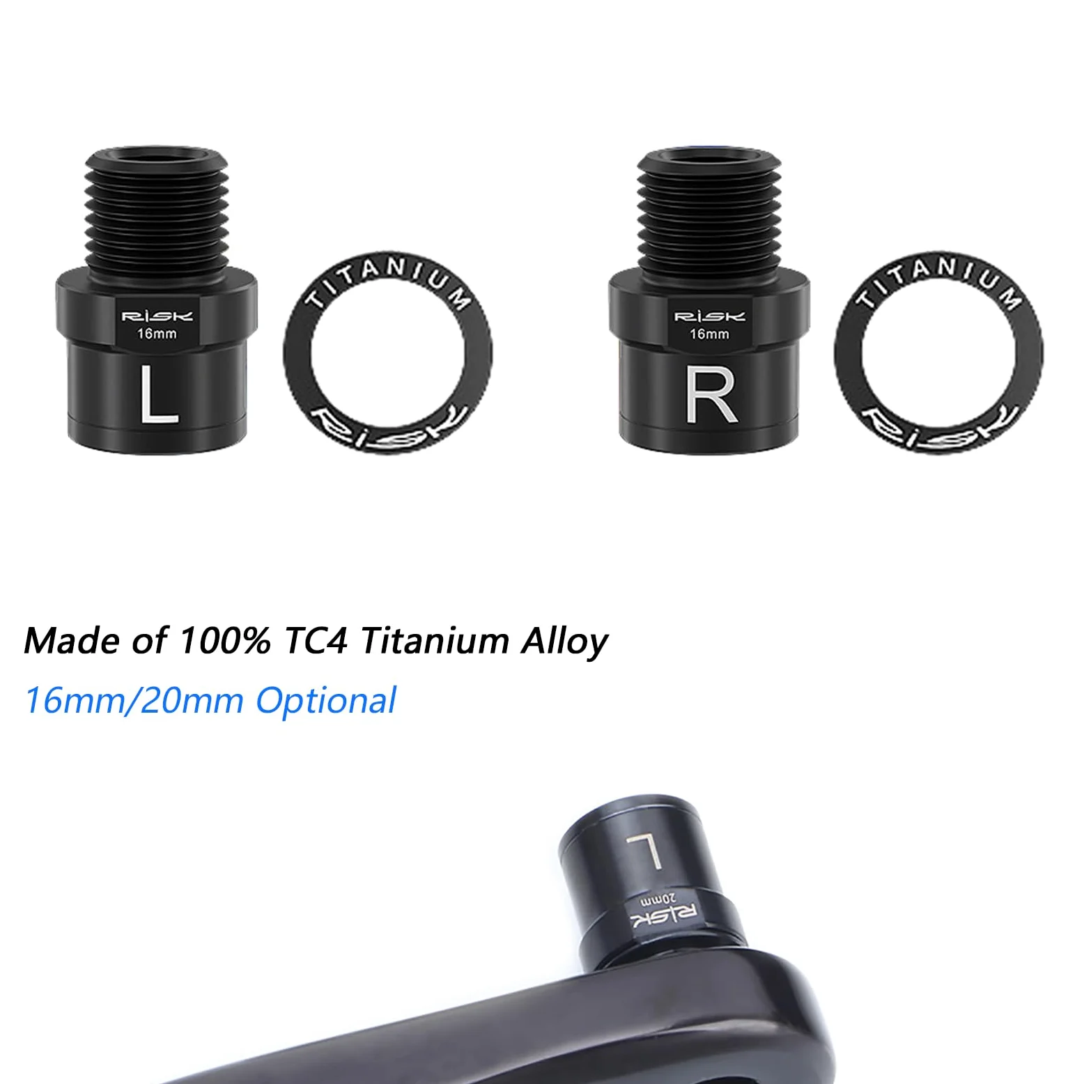 Extensores de pedal de bicicleta, aleación de titanio de 16/20 mm, pedal extendido con arandela para todos los pedales roscados de 9/16 pulgadas SPD MT MTB BMX Road Mountain Bike