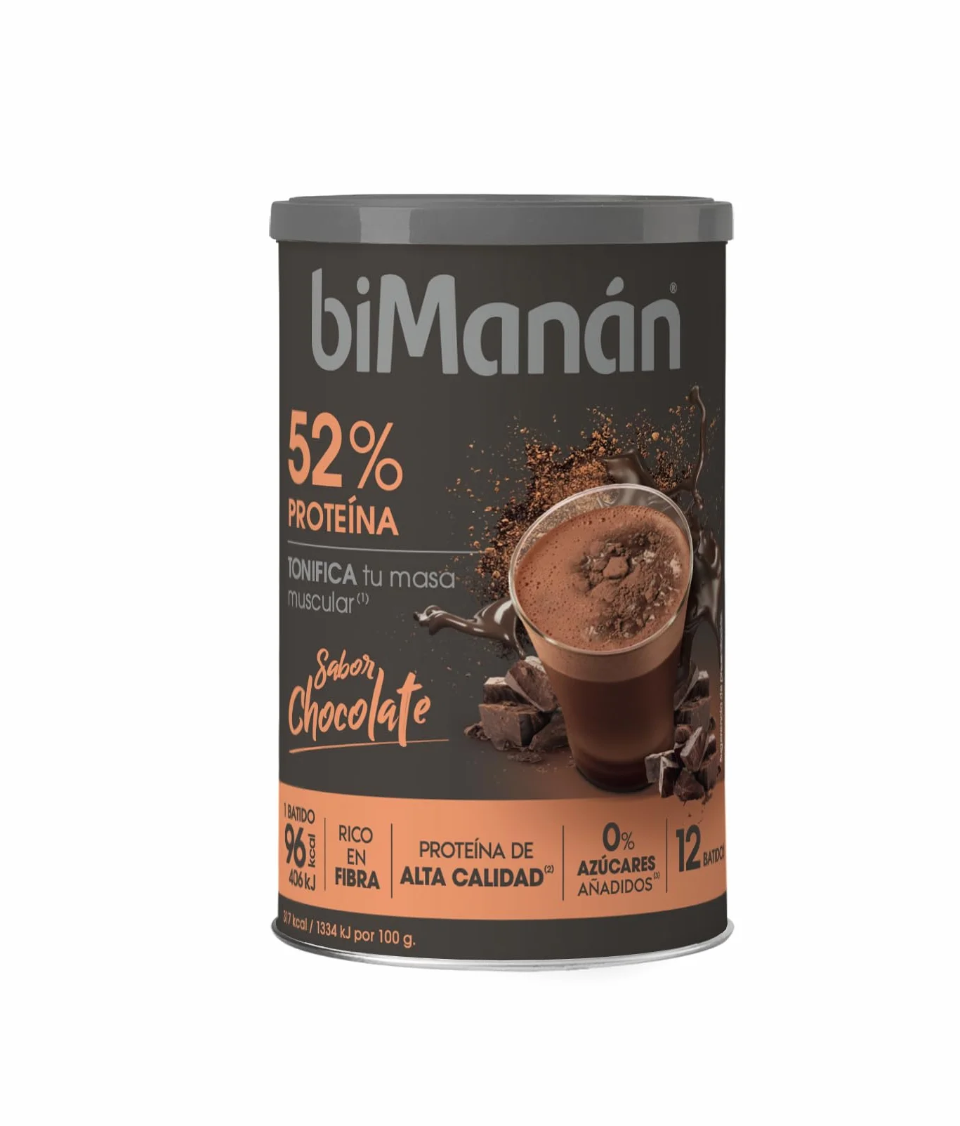 BIMANÁN Batido de Proteína Chocolate 52% Proteína 360g 12 Raciones