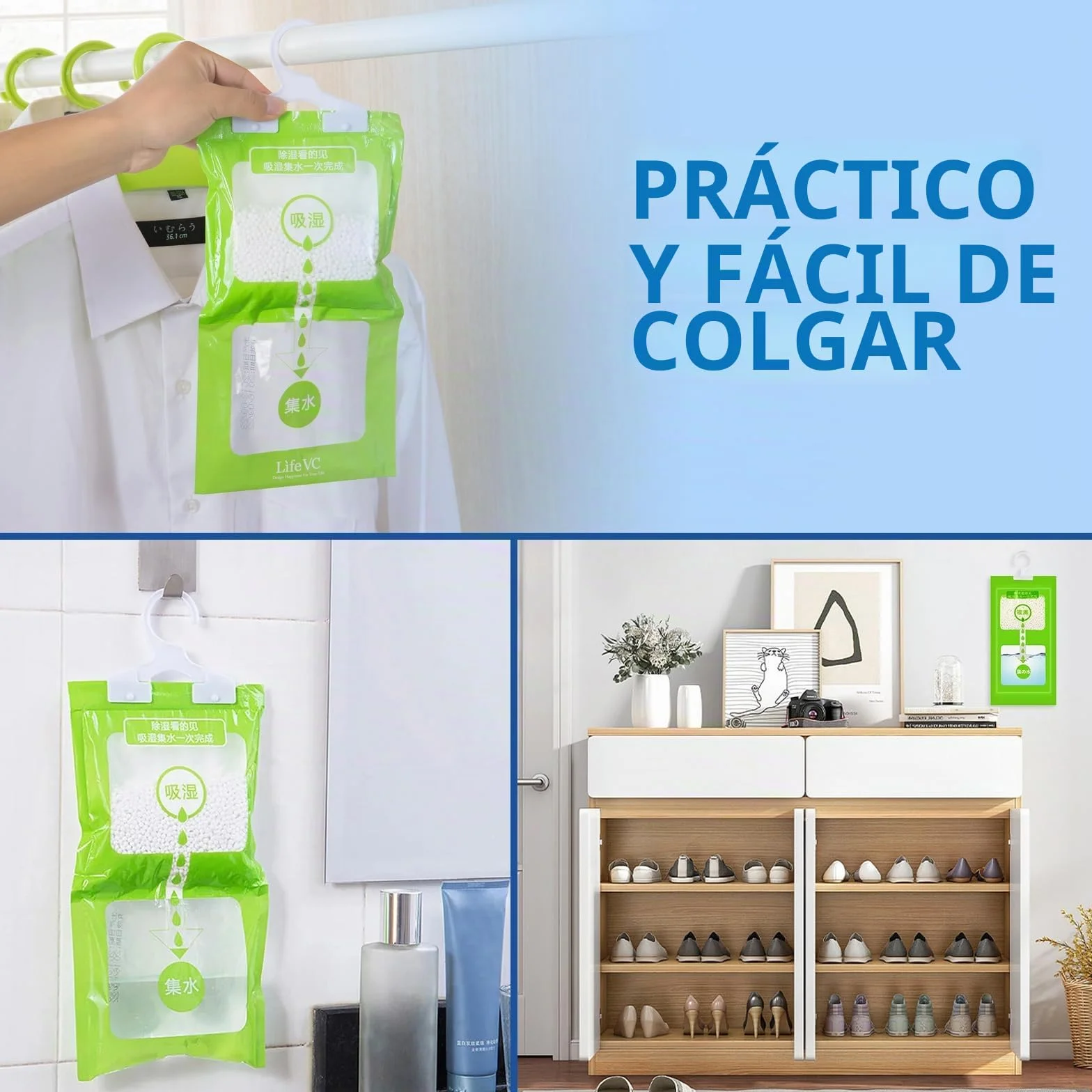 Bolsas de deshumidificación 100 g para armarios sótanos dormitorios baños