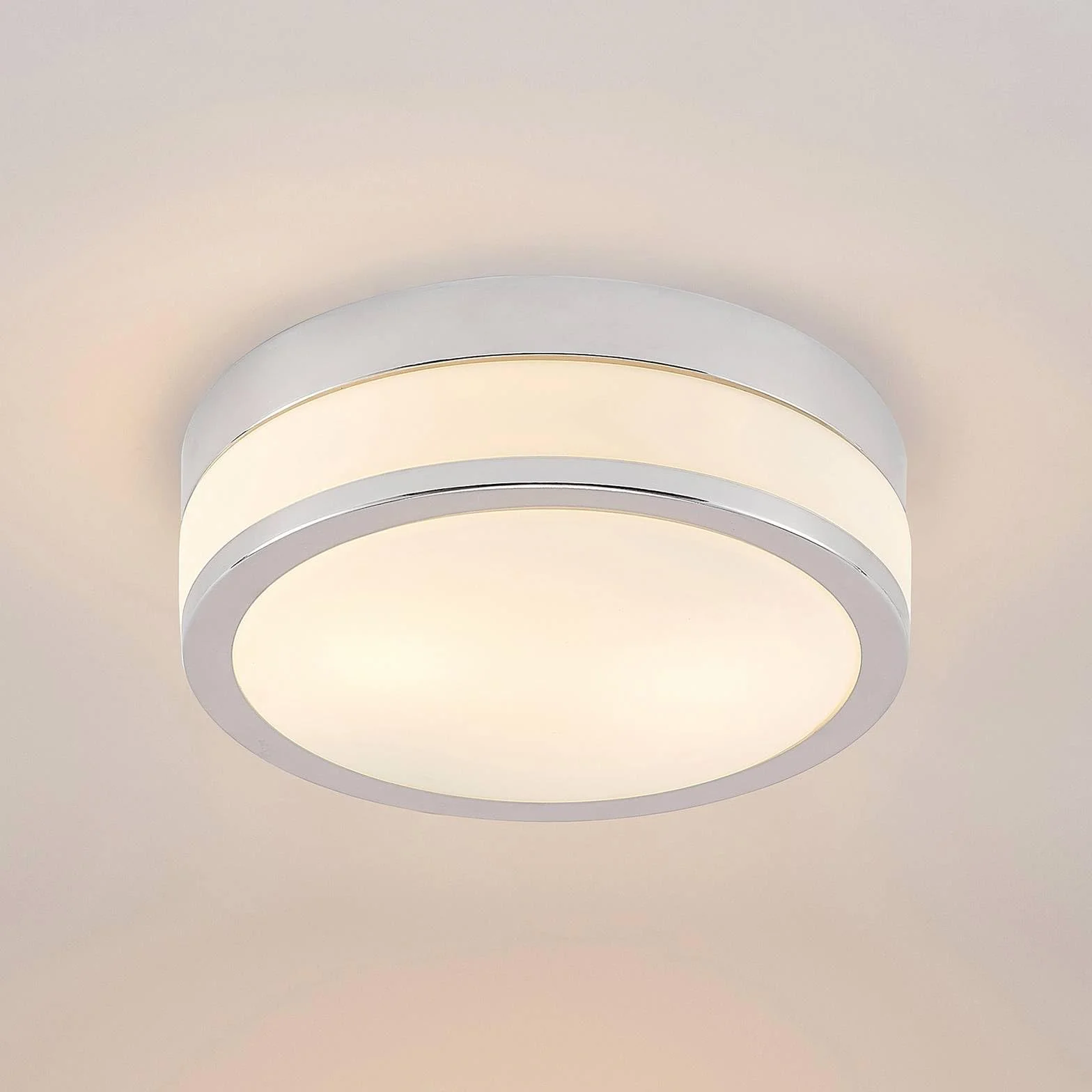Lindby Lámpara de techo Flavi Plateado Vidrio 2 llamas E27 para Cuarto baño