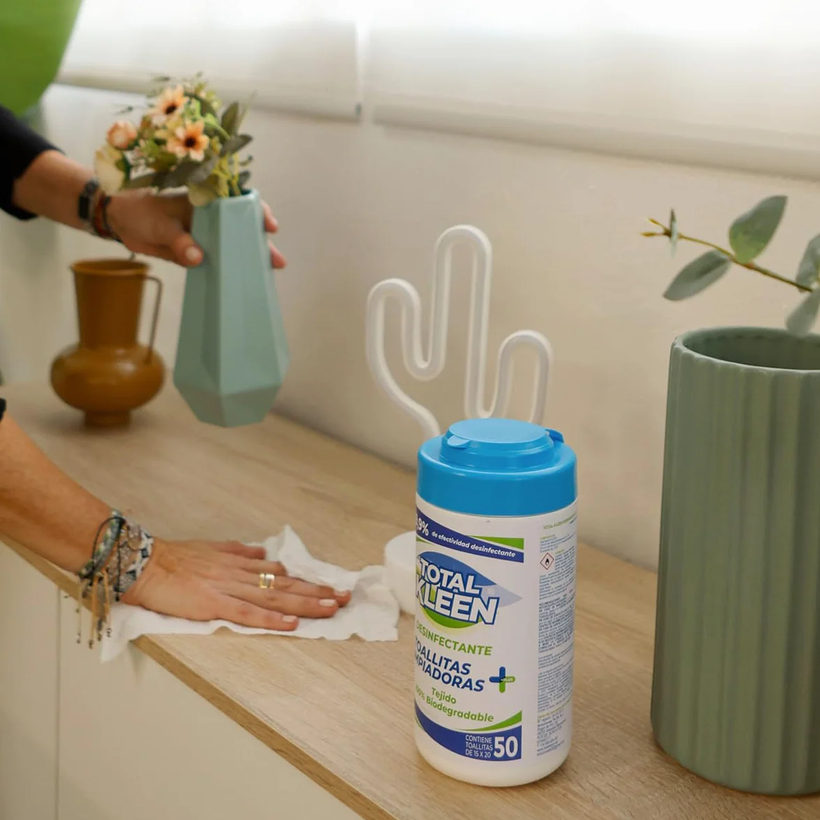 Total Kleen Toallitas de limpieza multiusos biodegradables 100 unidades desinfectantes