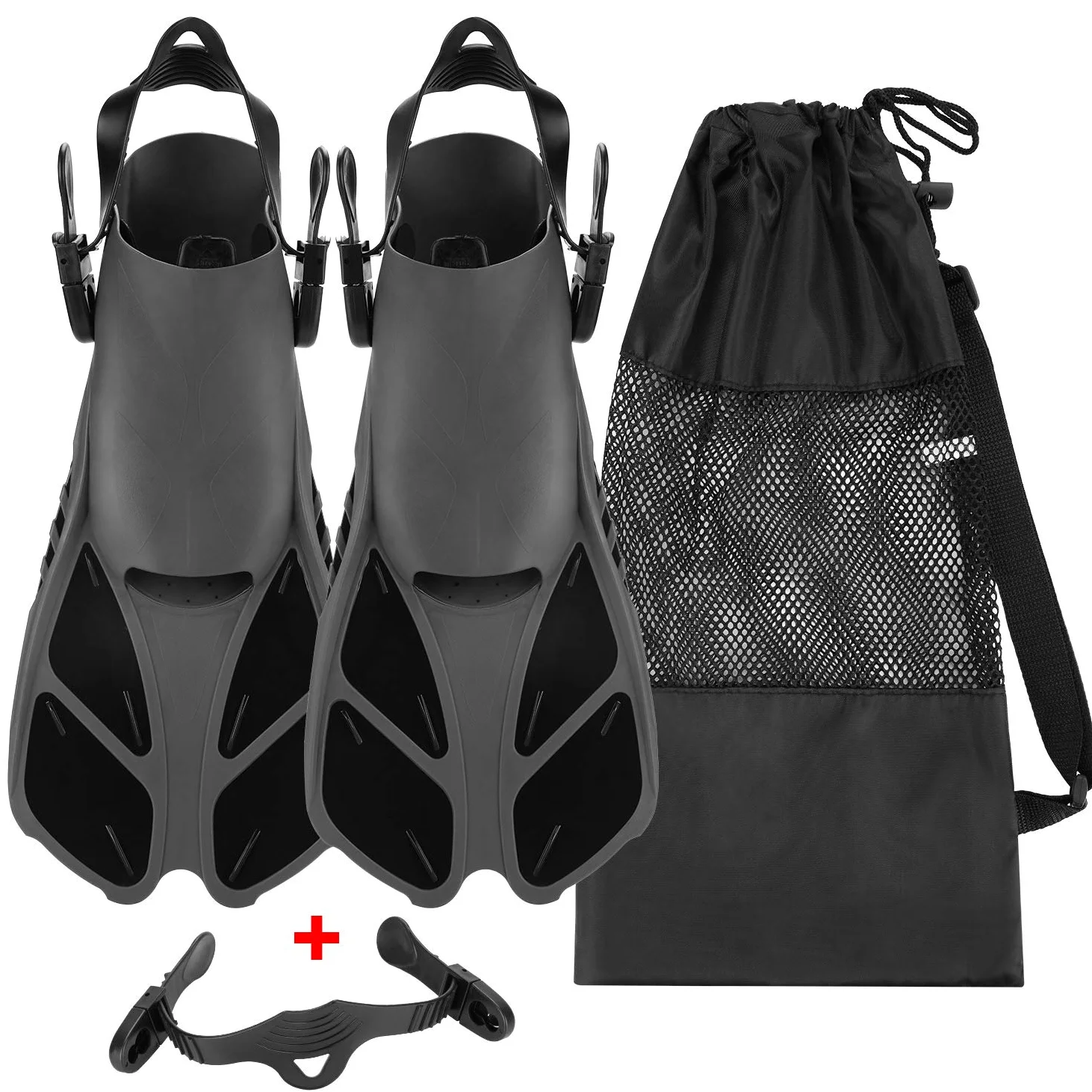 Oumers aletas de esnórquel, tamaño de viaje, correa ajustable, aletas de buceo con bolsa de malla y conector de hebilla extra para hombres y mujeres, buceo