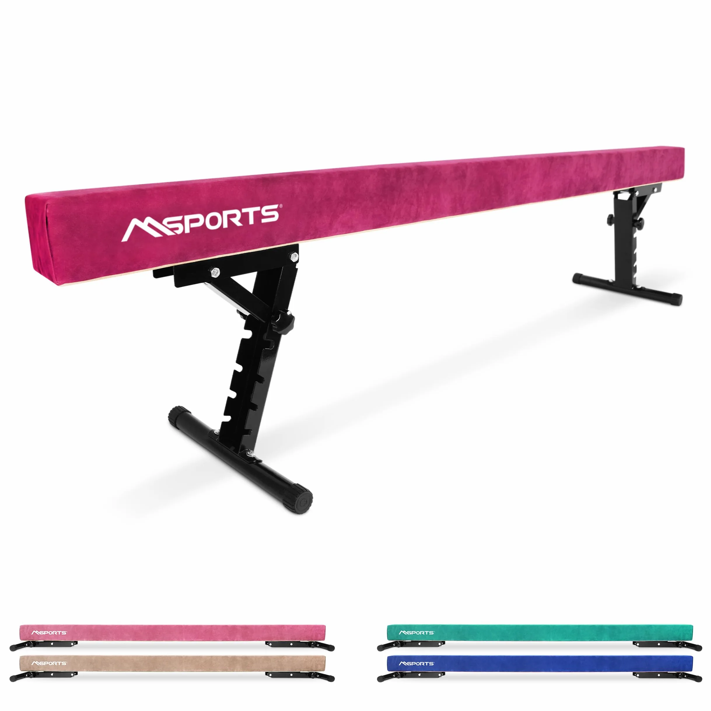 MSPORTS Barra de equilibrio de alta calidad con altura ajustable, 245 cm para niños y adultos, 5 niveles de altura regulable (18 – 56 cm), para casa o club, 5 colores
