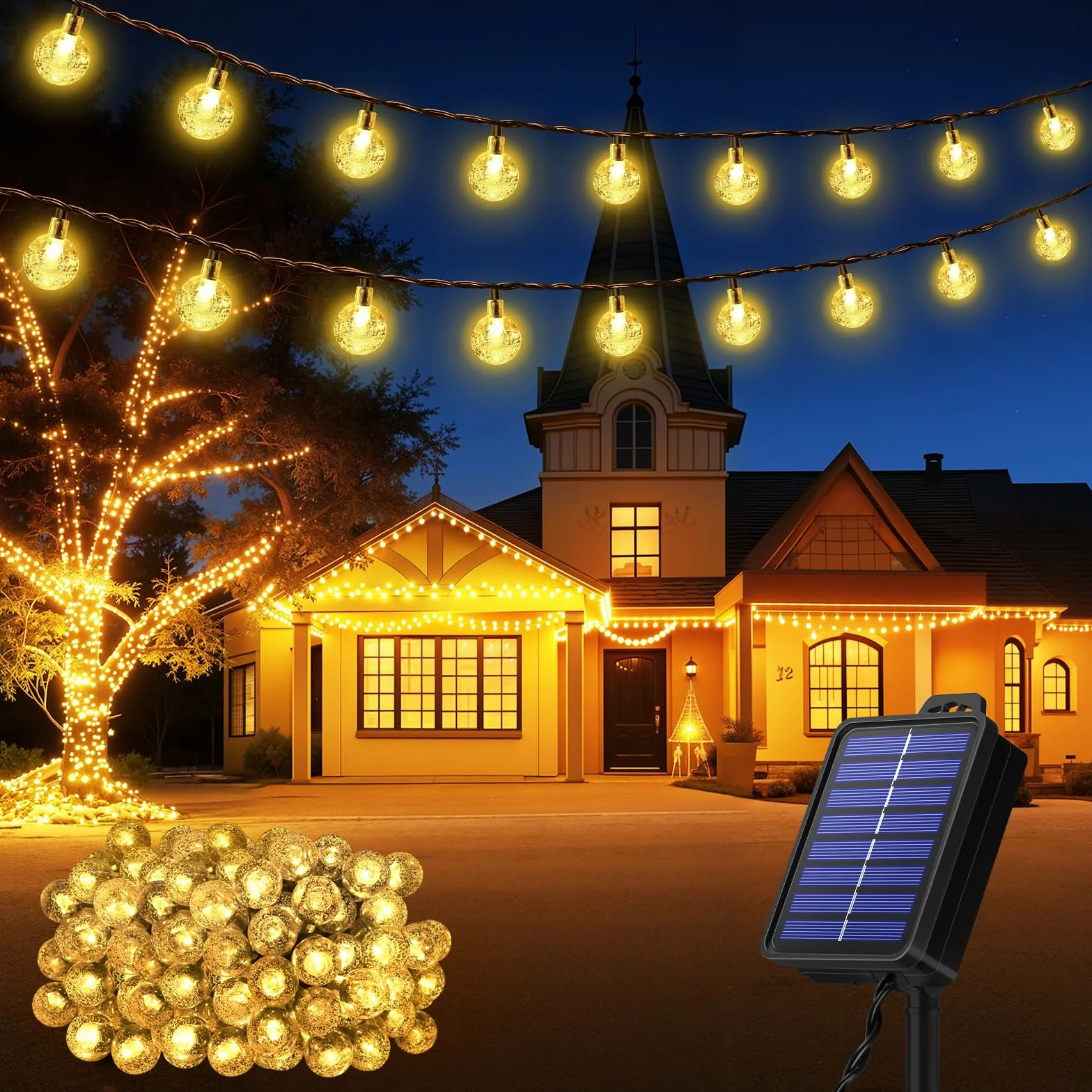 Realky Guirnaldas Luces Exterior Solar 100 LED 18M IP65 Impermeable Blanco Cálido