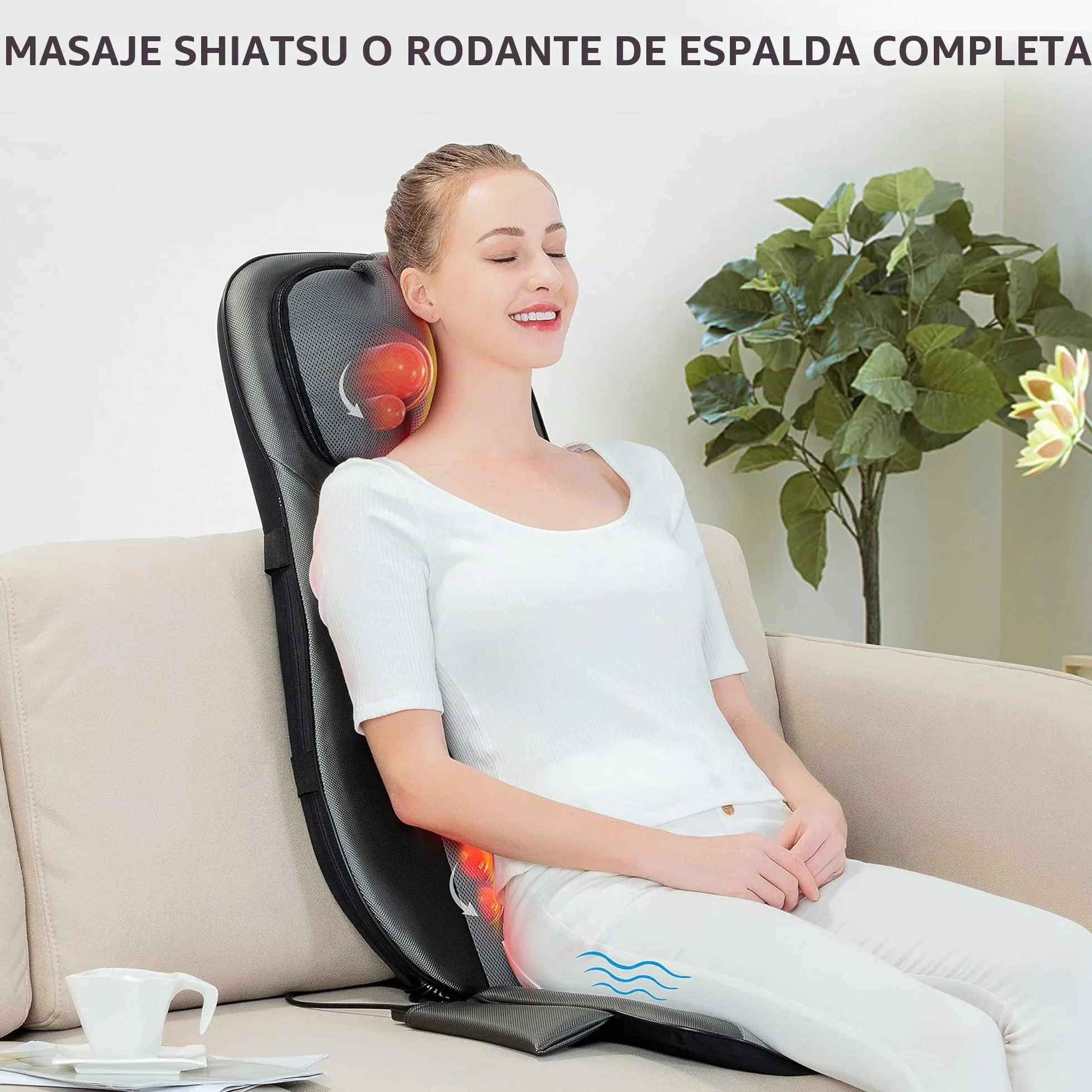 Snailax Shiatsu Asiento de Masaje con Calor, Almohada Masaje de Espalda y Cuello, Masajeador de Espalda con Vibración para Oficina en el Hogar