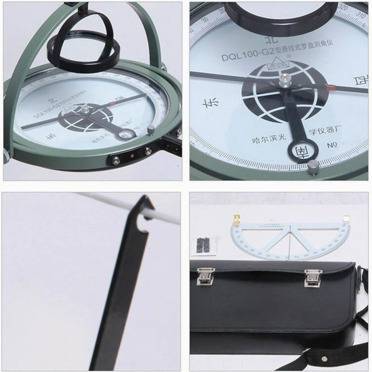 Kit de brújula colgante para minería, calibre de pendiente, brújula de topografía con funda protectora, escala transparente de nivel automático para operaciones de topografía de minas