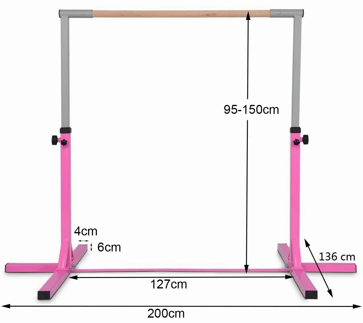 Barra de gimnasia para niños, ajustable, horizontal, equipo de entrenamiento para gimnasio en casa (rosa)