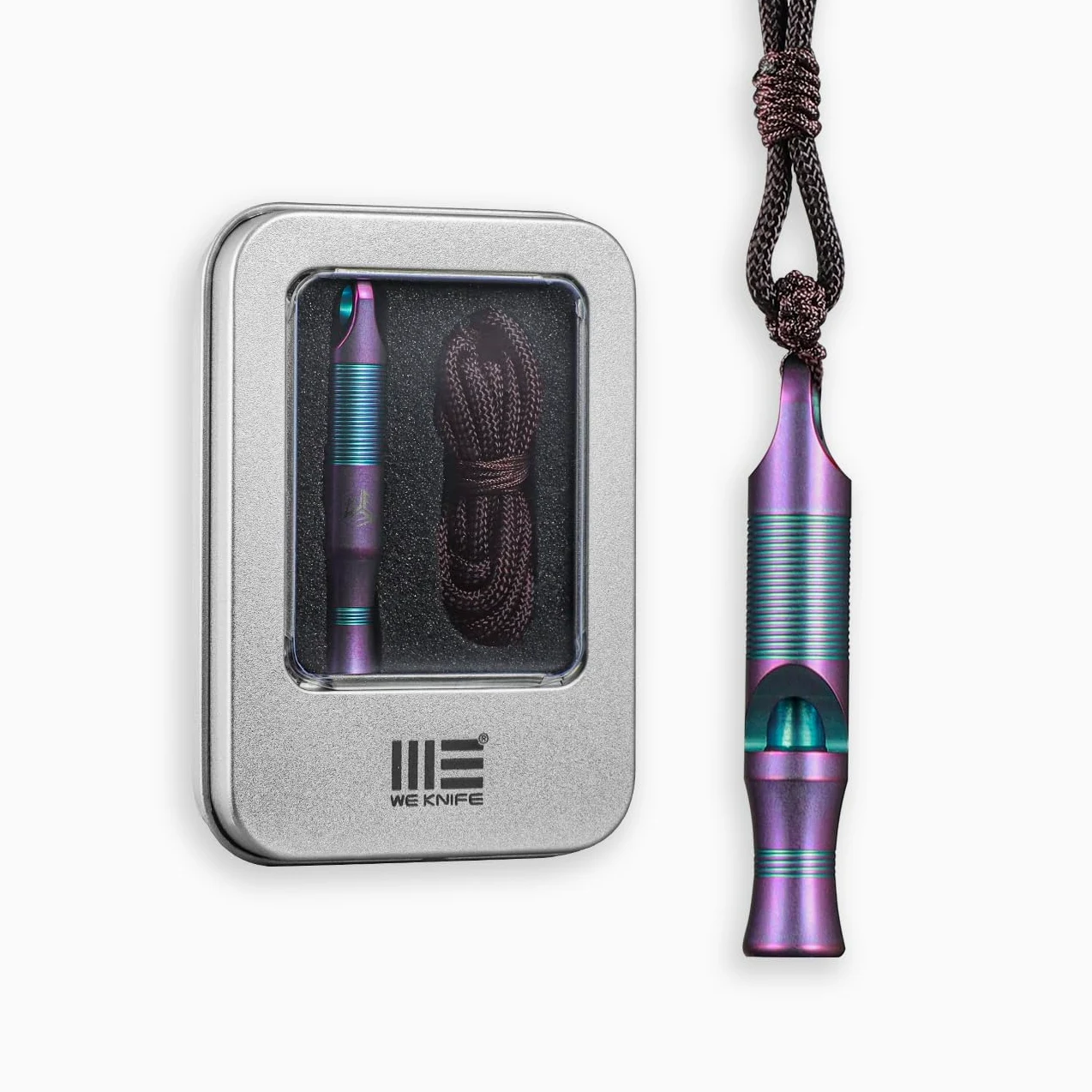 WeKnife - Silbato de Supervivencia de Titanio con Paracord para Kayak, Chaleco Salvavidas, Chaqueta, Barco, Pesca, Camping, Senderismo, Caza, Coyote