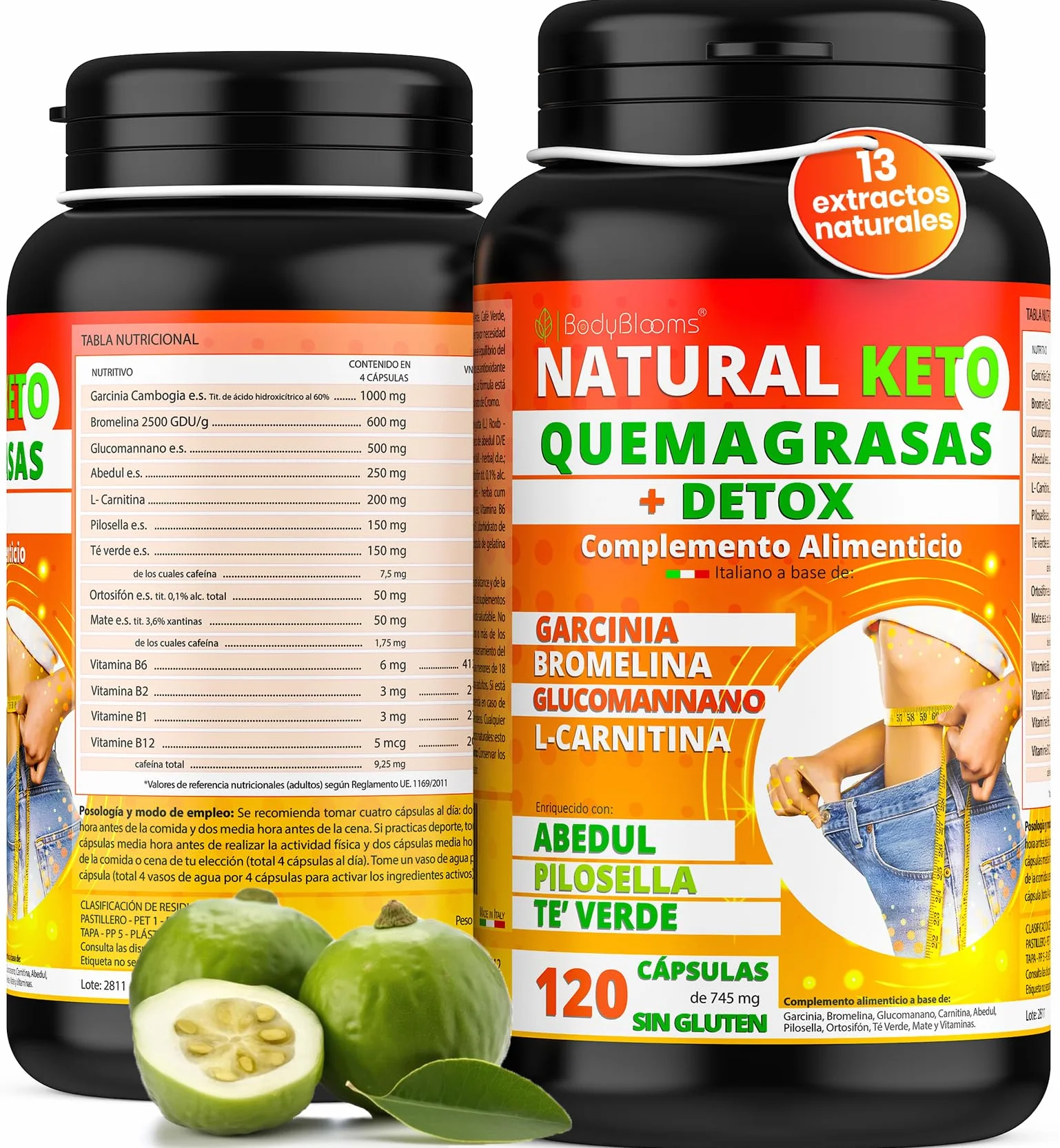 NUTREA PRO® Quemagrasas Potente 120 Pastillas con L-Carnitina, Garcinia Cambogia y 13 Plantas