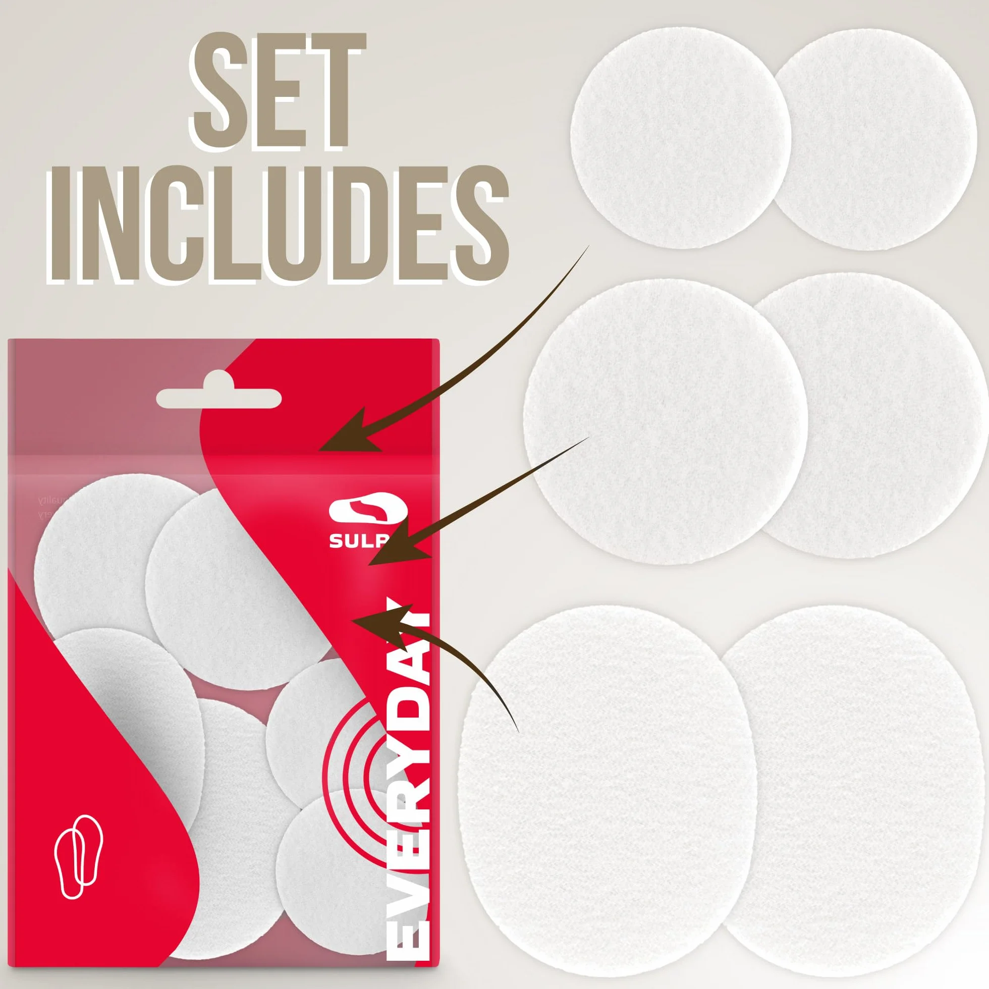 SULPO Parche protector de talón y reparación para zapatos, 6 unidades, blanco