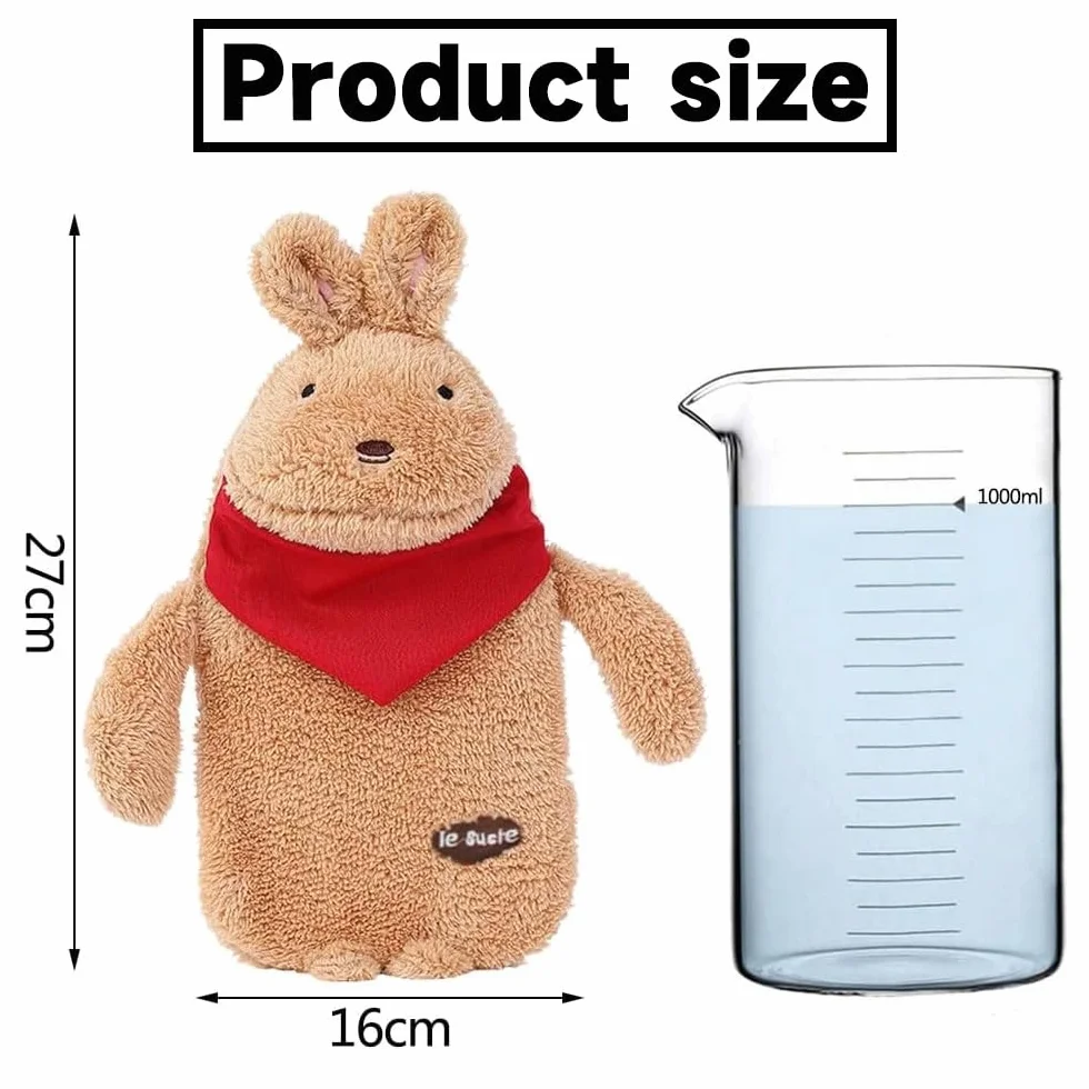 Bolsa de agua caliente prémium de goma con funda de felpa para alivio del dolor