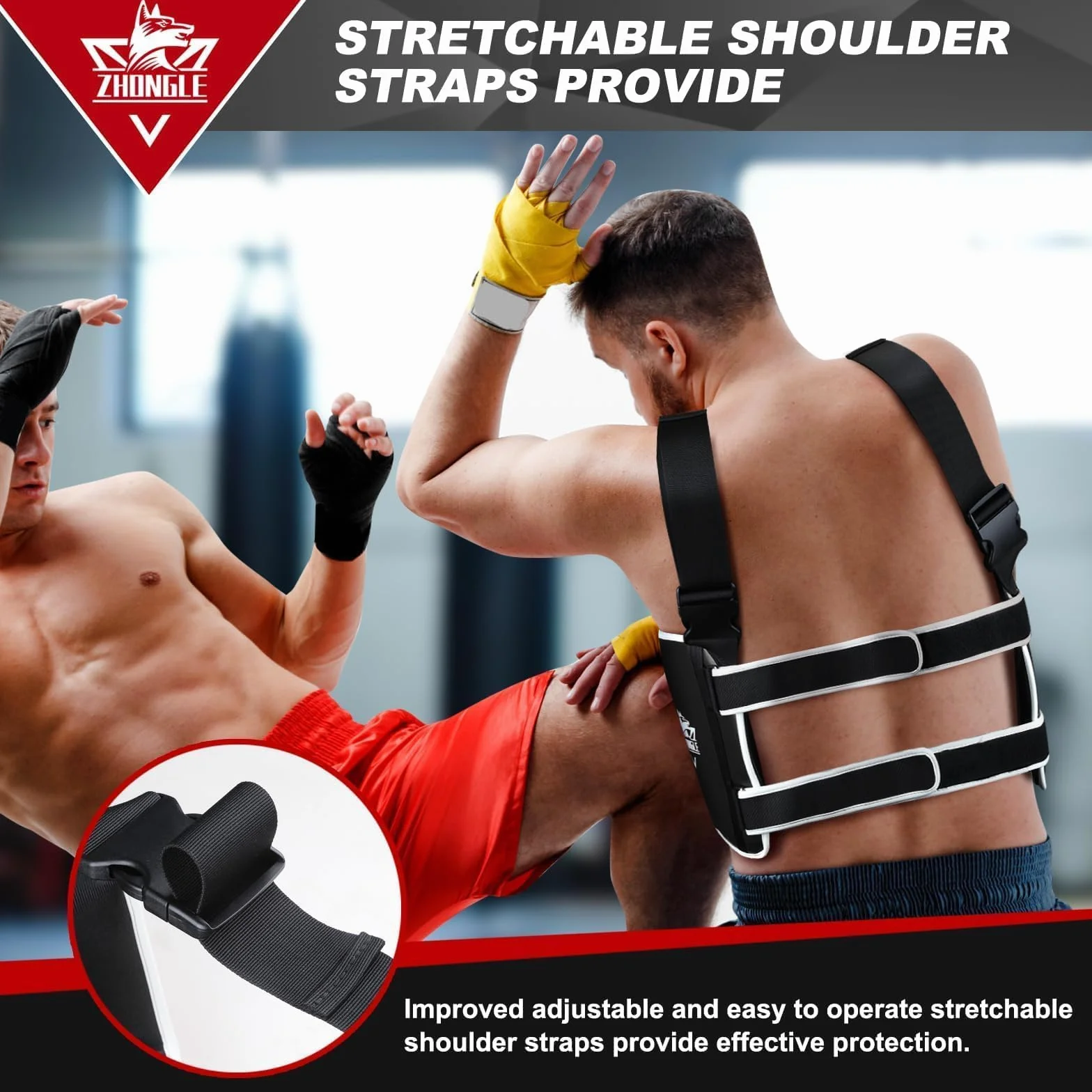 Boxing Chest Protector Adjustable MMA Taekwondo Muay Thai Shield Martial Arts Upper Abdomen Pad