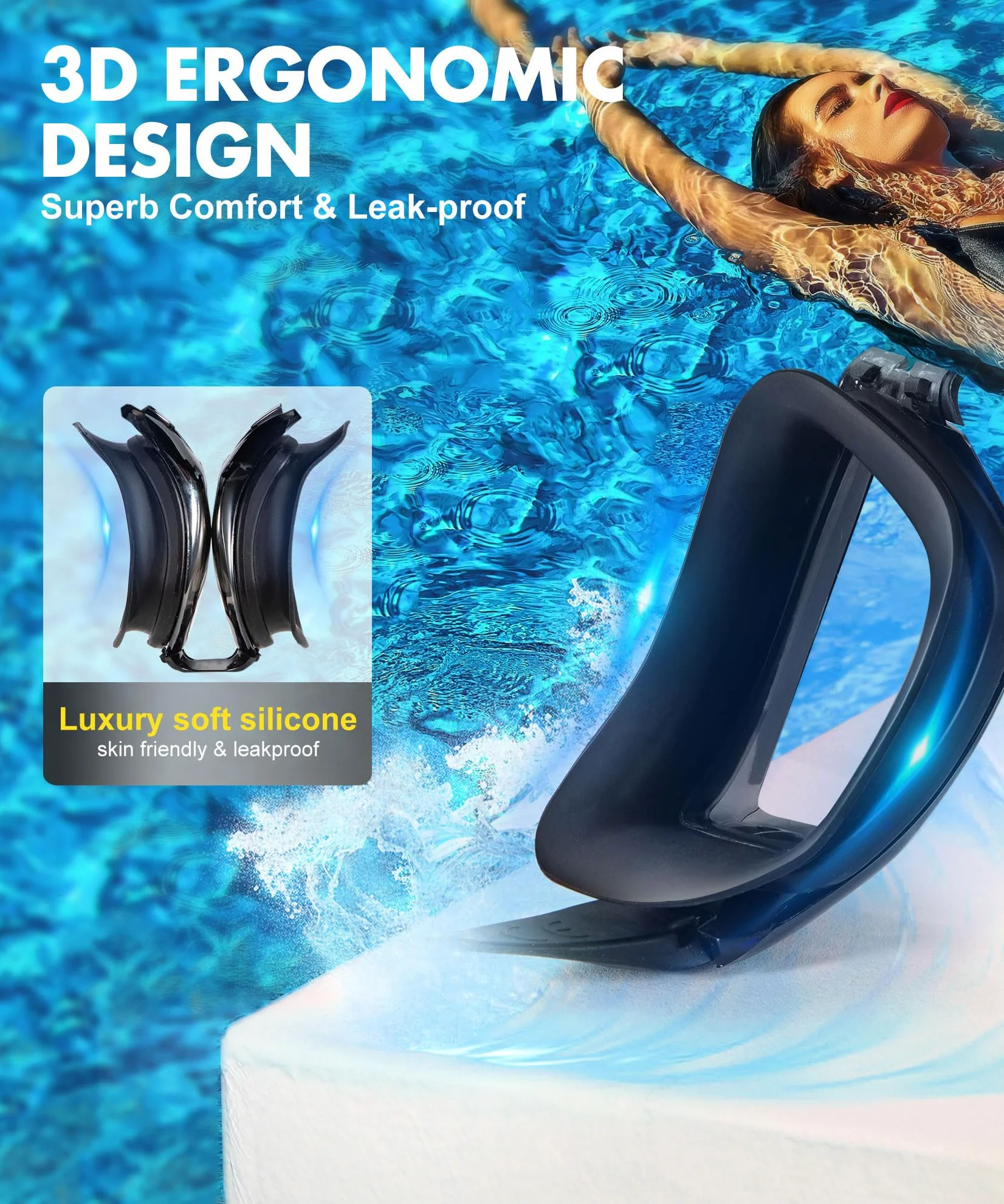 NSSIW Gafas de natación para adultos, para hombres y mujeres: antivaho, sin fugas y campo de visión ultra ancho, paquete de 3