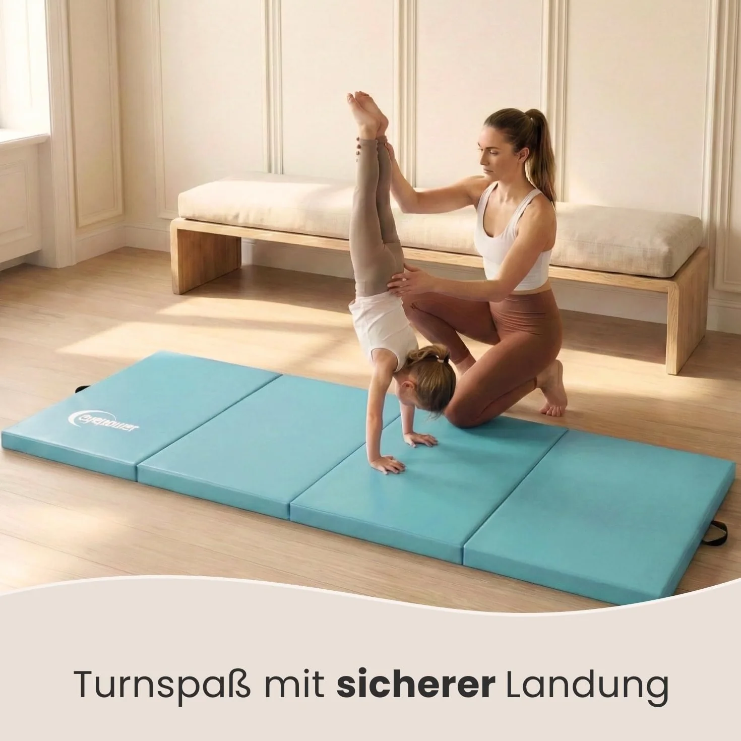 eyepower Colchoneta de Gimnasia Plegable Gruesa 180x60x5 cm - Esterilla Fitness para Rítmica y Artística - Infantil y para Casa - Superficie de Suelo Amortiguadora para Entrenamiento Interior