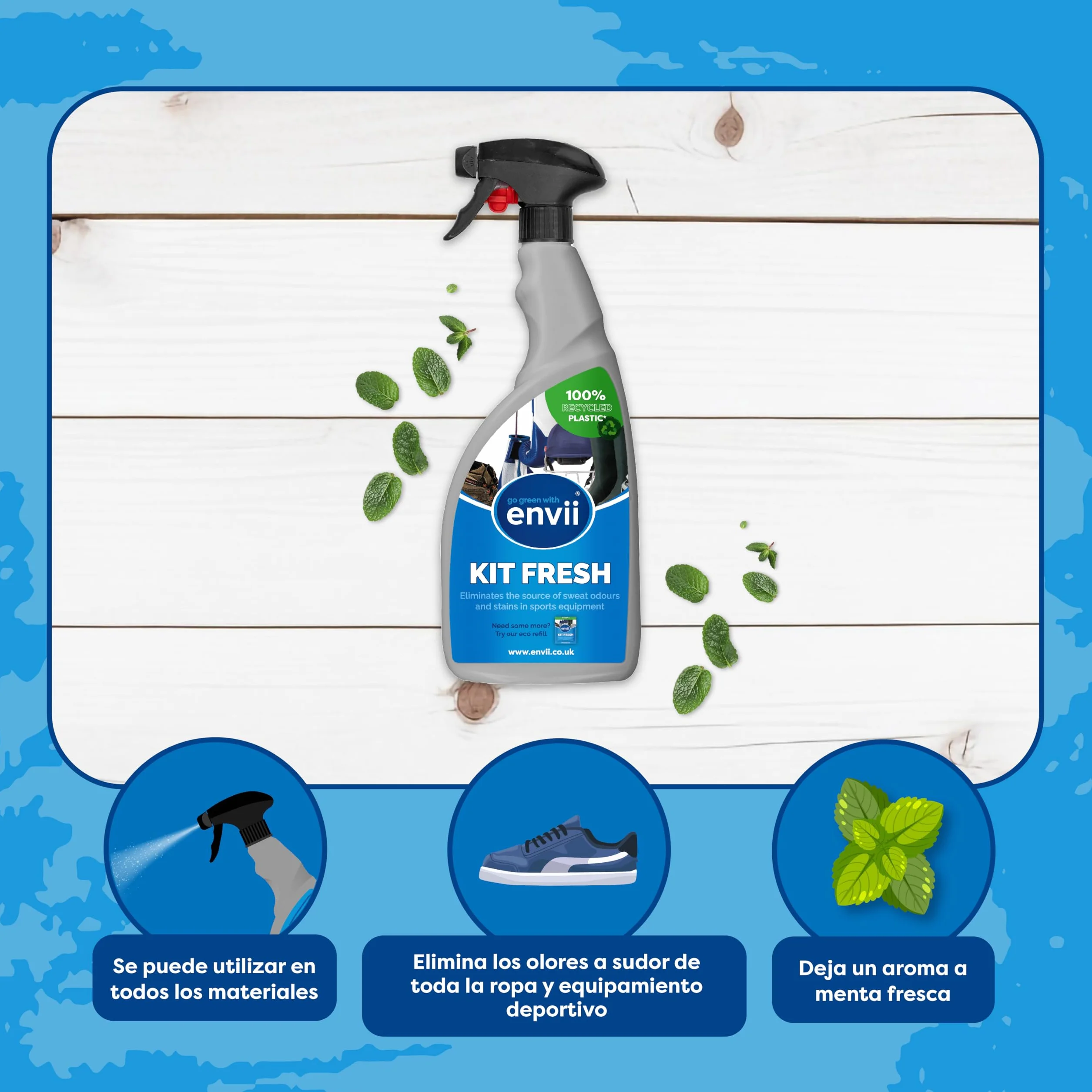Envii Kit Fresh Ambientador y Desodorante Enzimático para Zapatos, Guantes de Boxeo, Calzado Deportivo - 750 ml