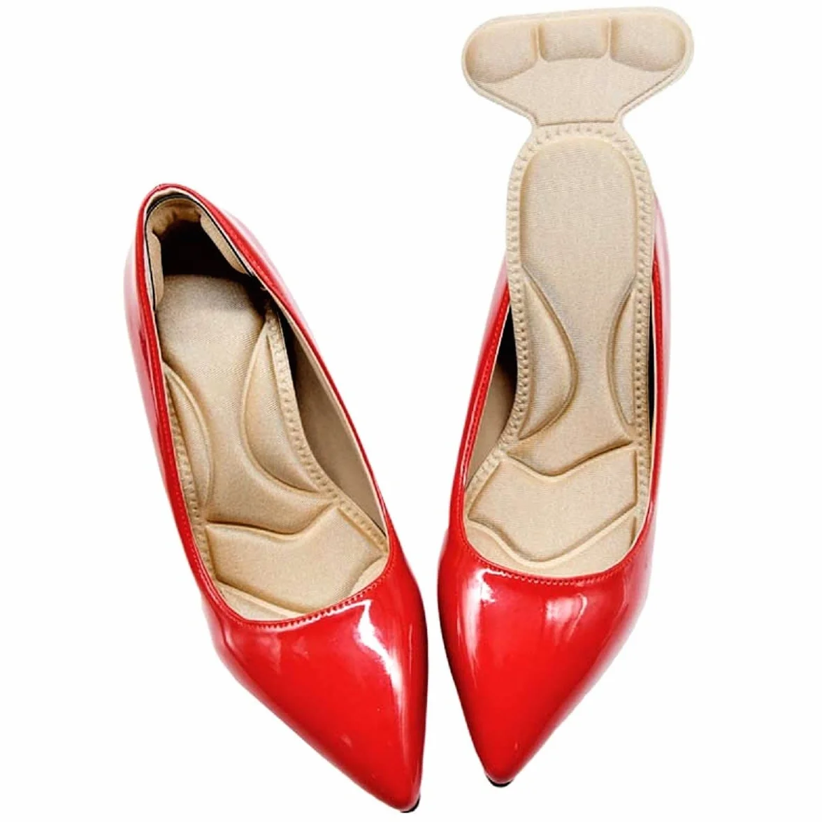 Plantillas Invisibles Viscoelásticas para Tacones Mujer con Protector de Talón Autoadhesivas Antirozaduras Beige