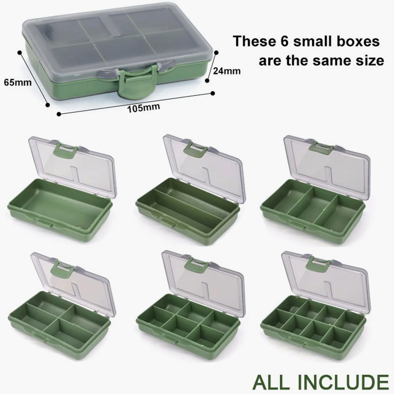 Caja de aparejos de pesca, caja de almacenamiento con múltiples compartimentos con tapa transparente, señuelos de pesca, anzuelos, contenedor para pescadores