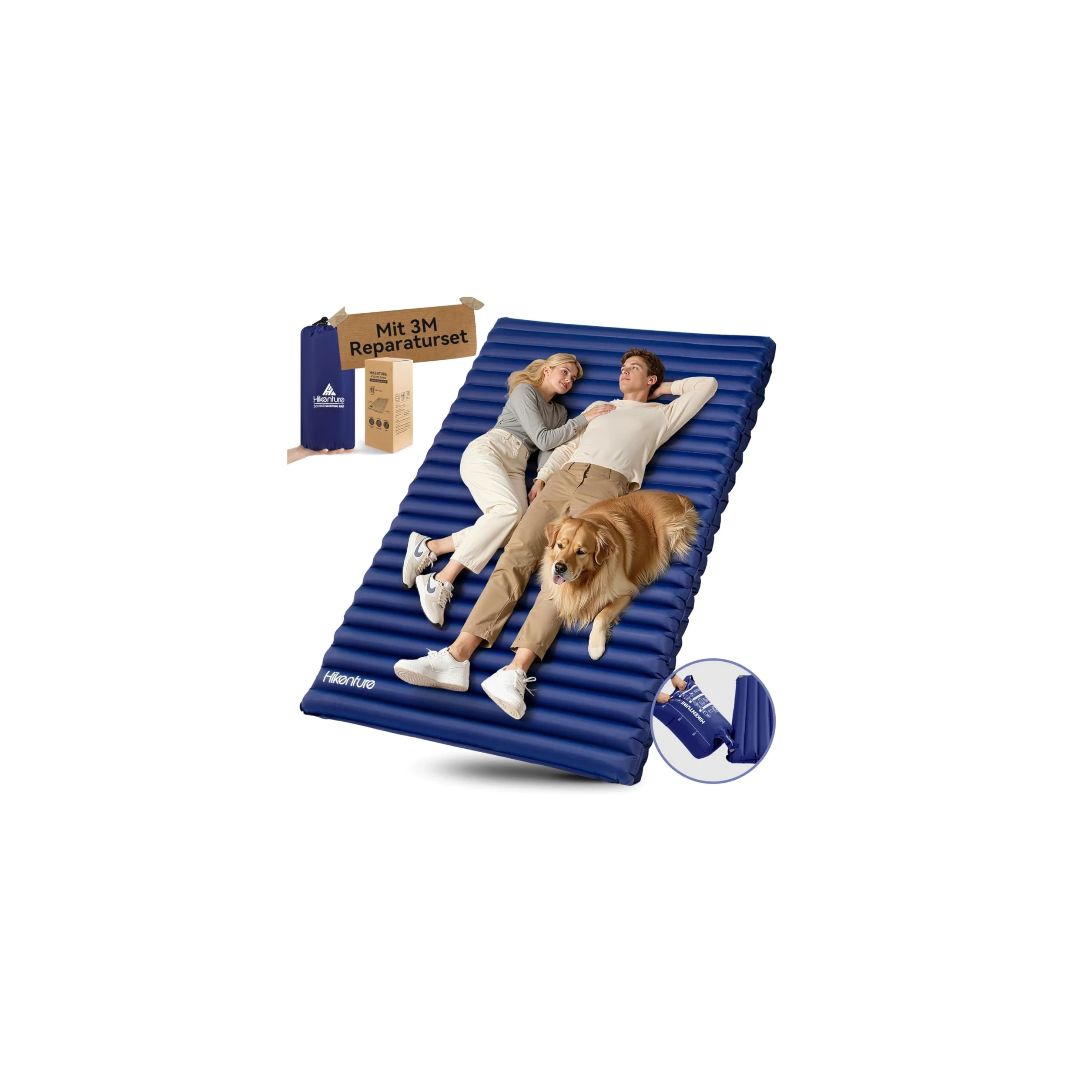 HIKENTURE - Esterilla Aislante para Camping, Ultraligera, Doble colchoneta Aislante Hinchable para 2 Personas, colchón de Aire para Dormir…
