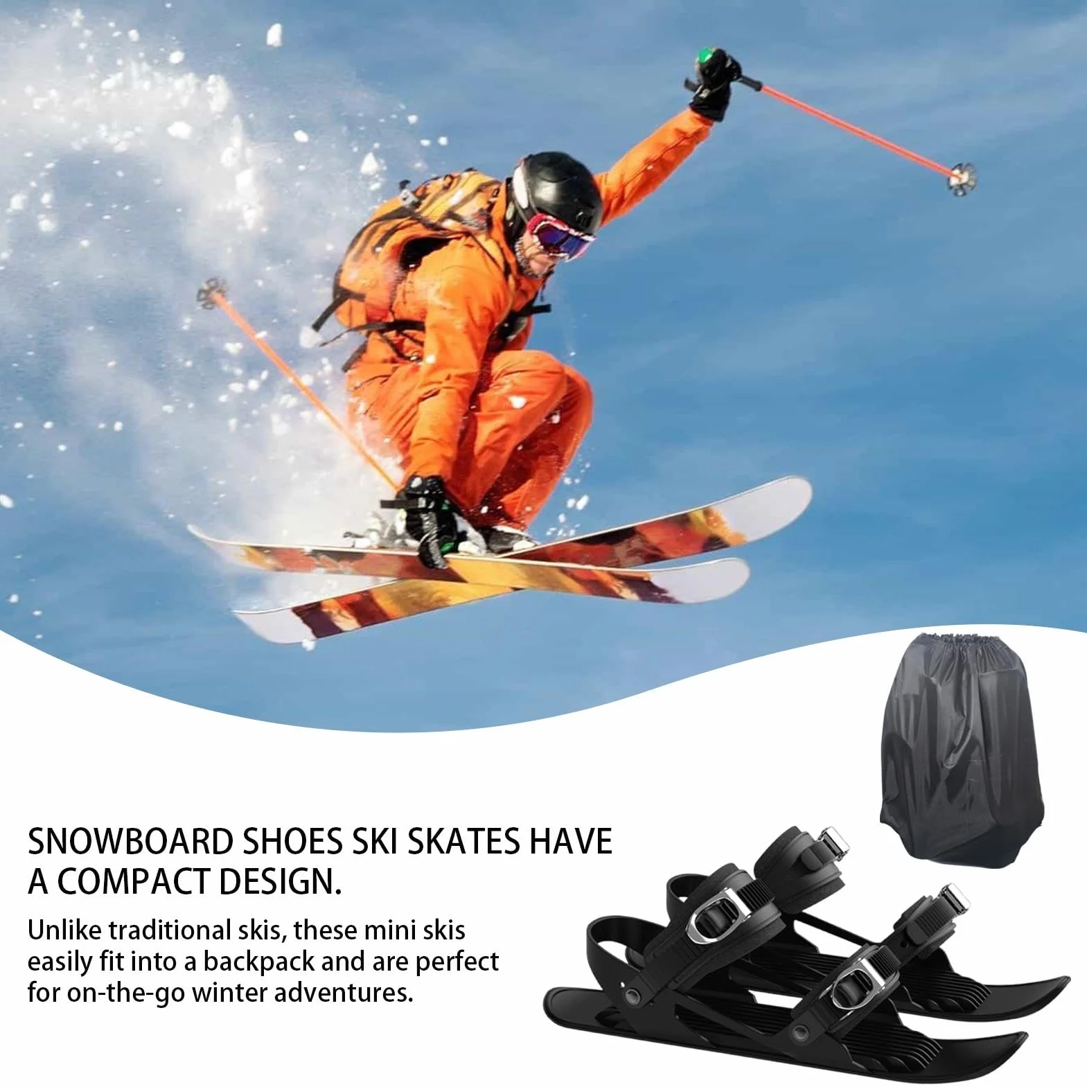 ightweight Snow Skates, Snowshoes for Men and Women, Multifunctional Snowshoes, Skiing Tools for All Ages, Compact Ski Accessories, Adjustable Snow Feet, Non-Slip Snow Skates for Women
