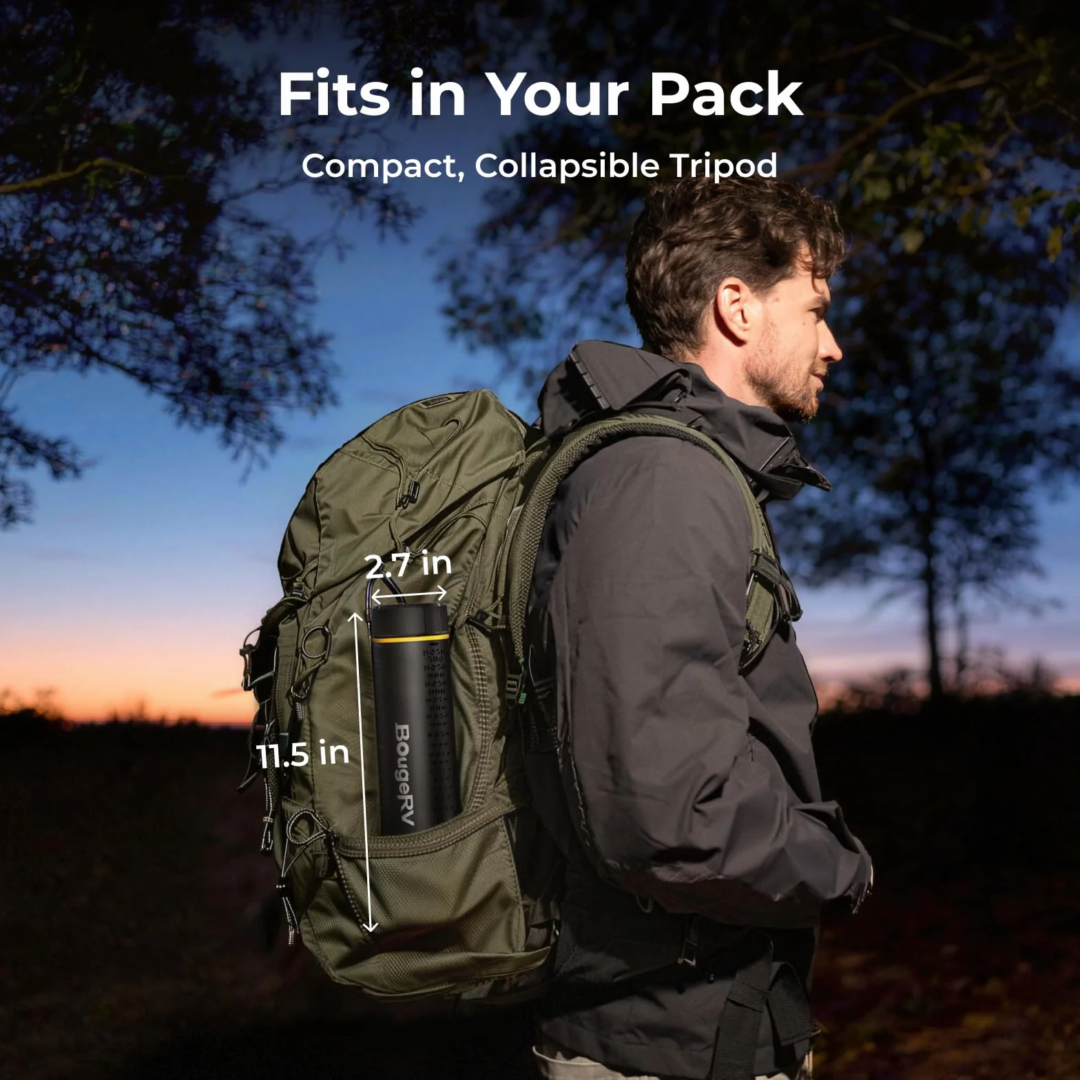 BougeRV T1 - Lámpara de camping recargable (15600 mAh, 3000 LM, linterna telescópica 1,68 m, altura y ángulo ajustables, carga rápida 2,5 h, impermeable IPX5, iluminación para camping, astillero