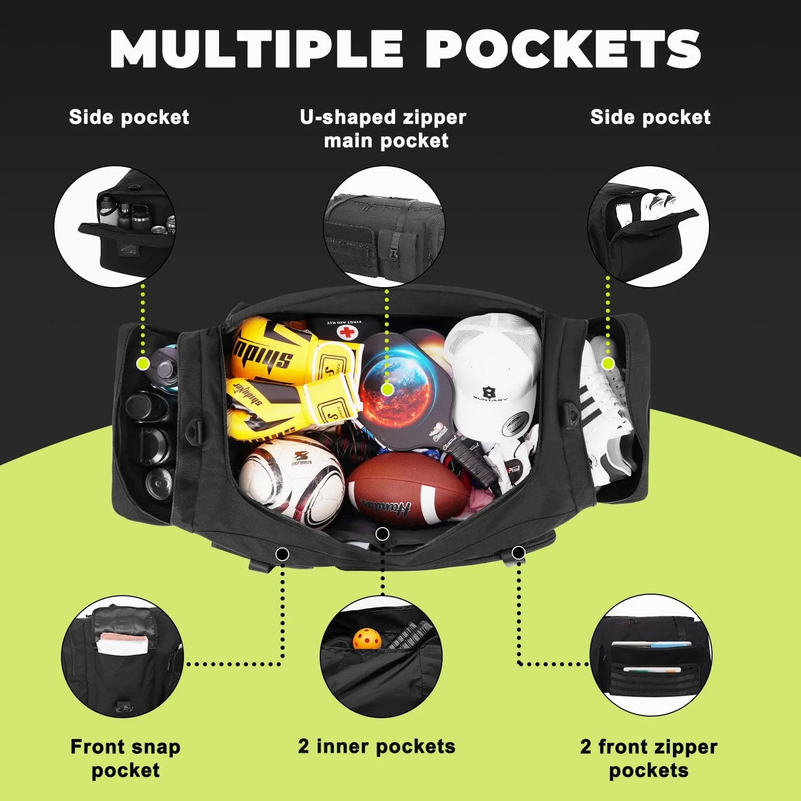 Bolsa de lona de 130 L, extra grande de 36 pulgadas, resistente, para gimnasio y viajes, bolsa de equipo de gran tamaño para baloncesto, béisbol, hockey, fútbol, cascos y almohadillas, duradera,