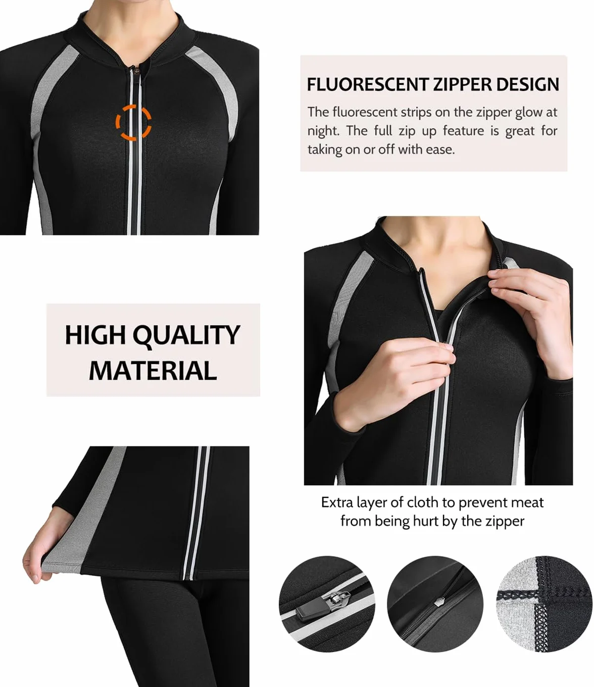 Sauna Neopreno Chaqueta Top Suit Trajes Adelgazantes Compresion Sudoración Deporte Shapewear Gym Correr Fitness Mujer Sudaderas Manga Larga