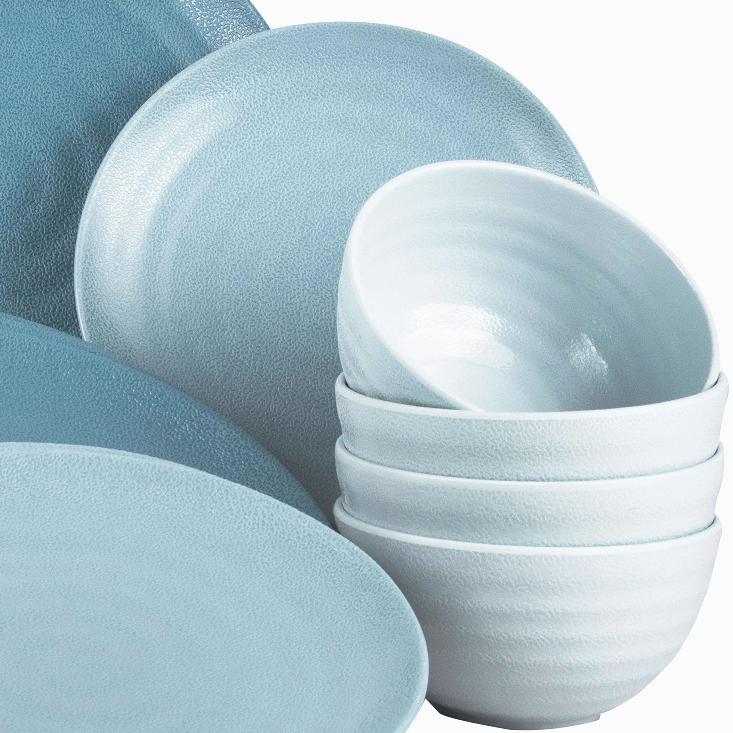 Vajilla de melamina para camping (12 piezas para 4 personas) color azul