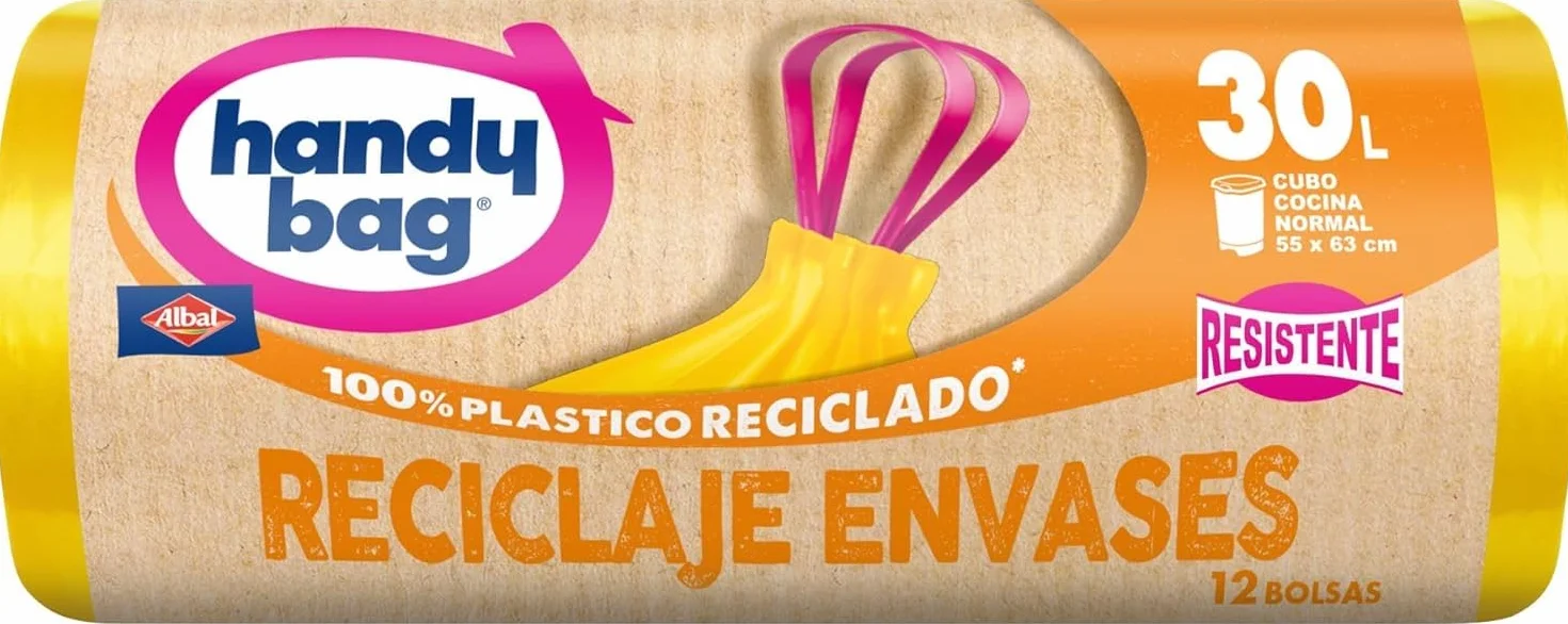 Bolsas de basura reciclaje 30L 12 unidades resistentes antigoteo autocierre triple capa plástico reciclado