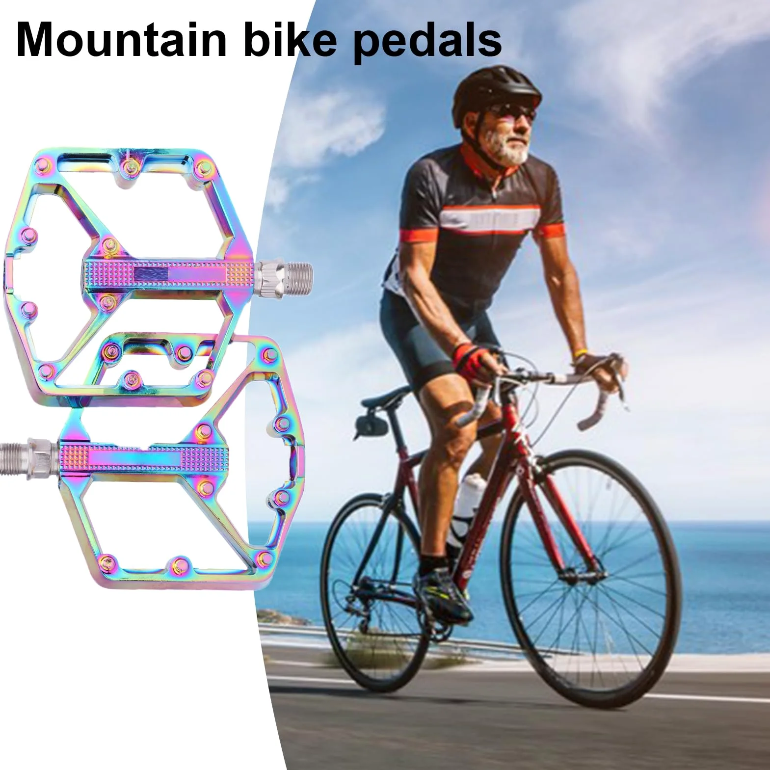 Pedales para ciclismo, rodamientos deslizantes de aluminio | Pedales de bicicleta con pasadores antideslizantes | Para ciclismo, exterior, viajes, senderismo, entrenamiento, entrenamiento de bicicleta