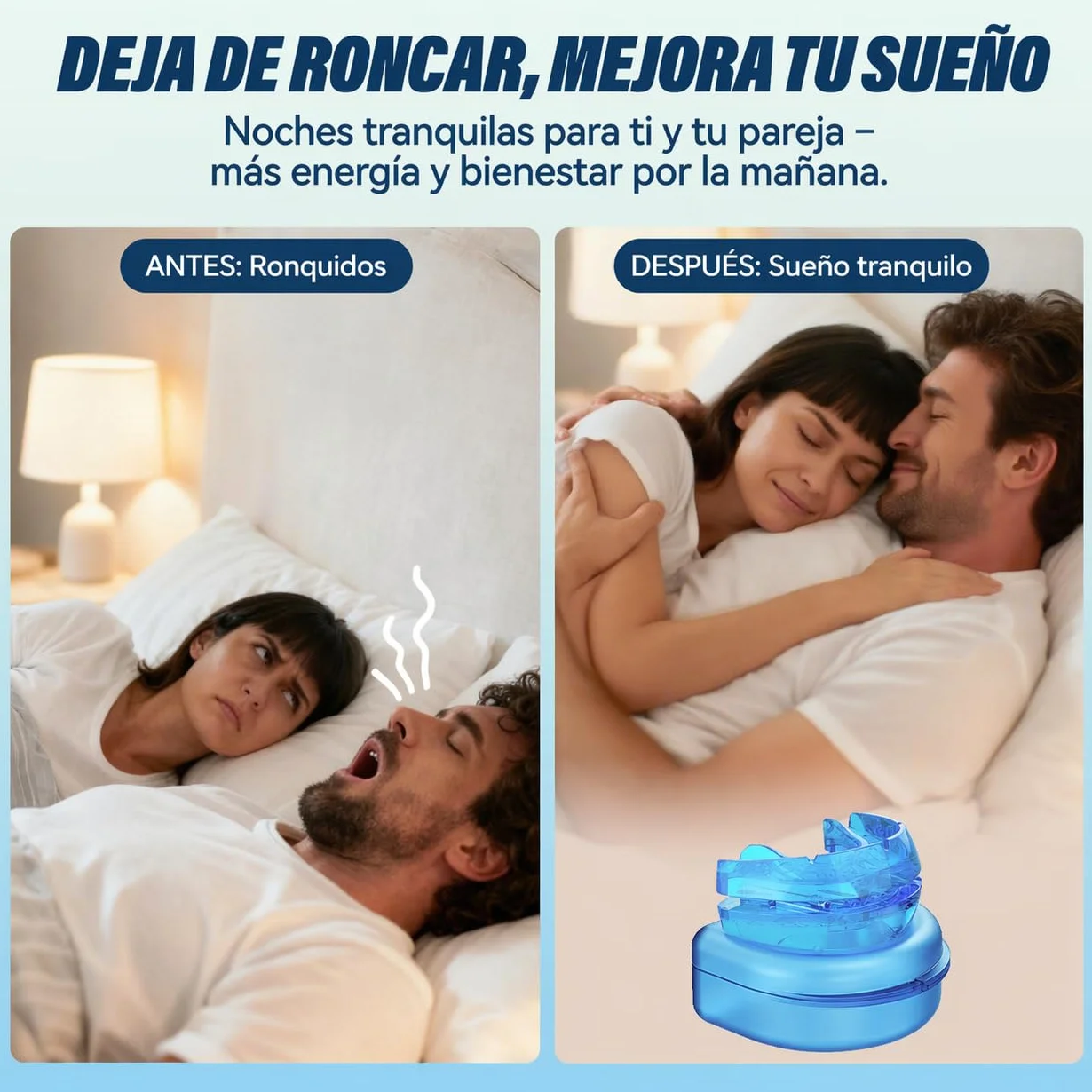 Dispositivo Antironquidos Ajustable Férula Anti Ronquidos para Dormir Mejora del Descanso