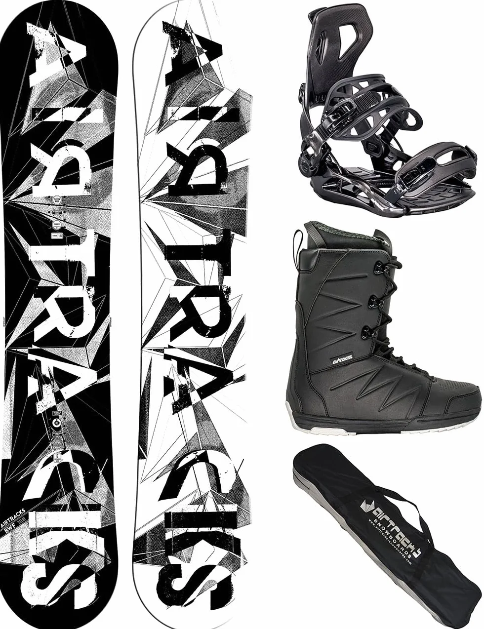 AIRTRACKS Snowboard Set (Paquete Completo) Tabla BWF Extra Wide (Hombre)+Fijaciones Master+Botas+SB Bolsa Nuevo 155 159 161 165 168 171